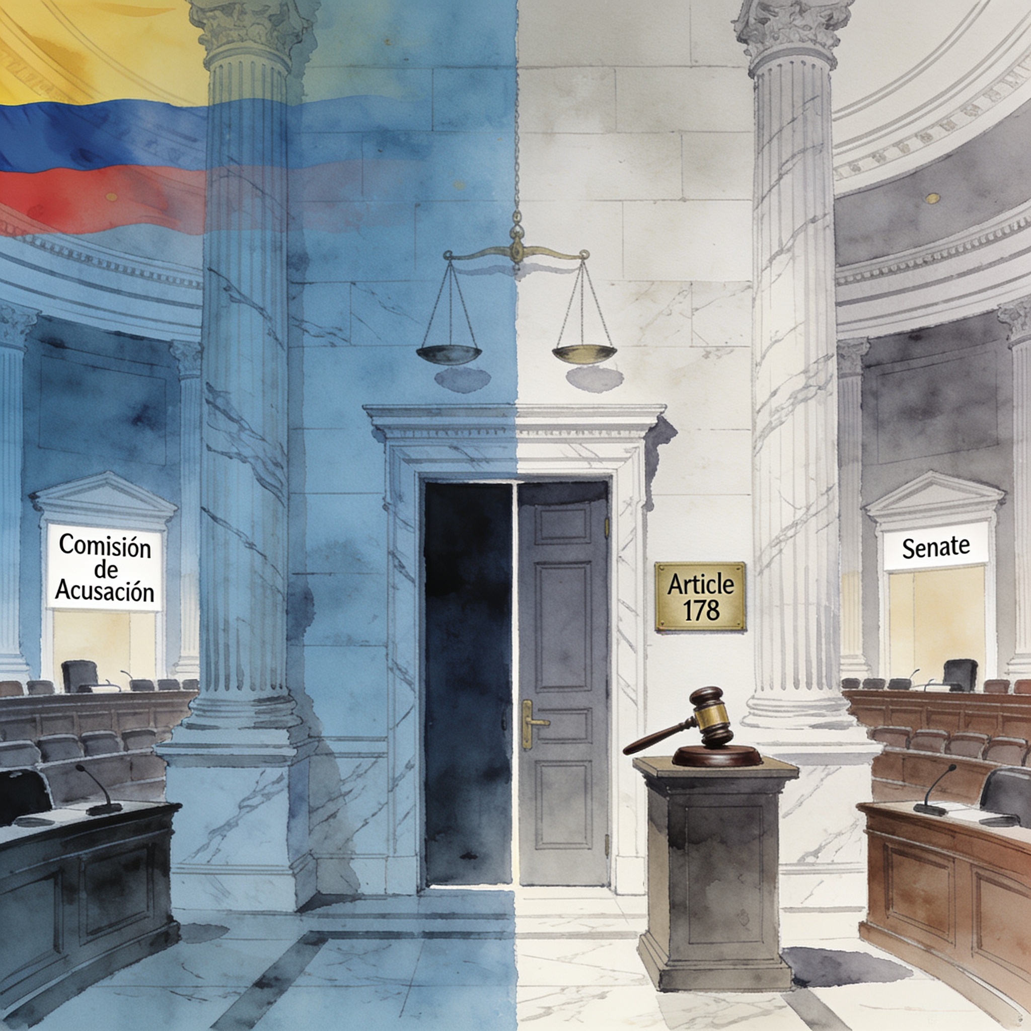 La Comisión de Acusación frente a su propio límite competencial — Política, ilustración editorial