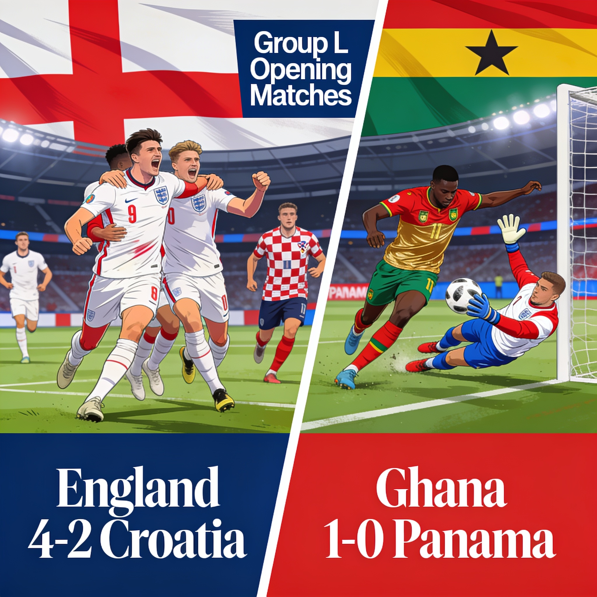 Inglaterra y Ghana abren el Grupo L con triunfos de distinta naturaleza — Deportes, ilustración editorial