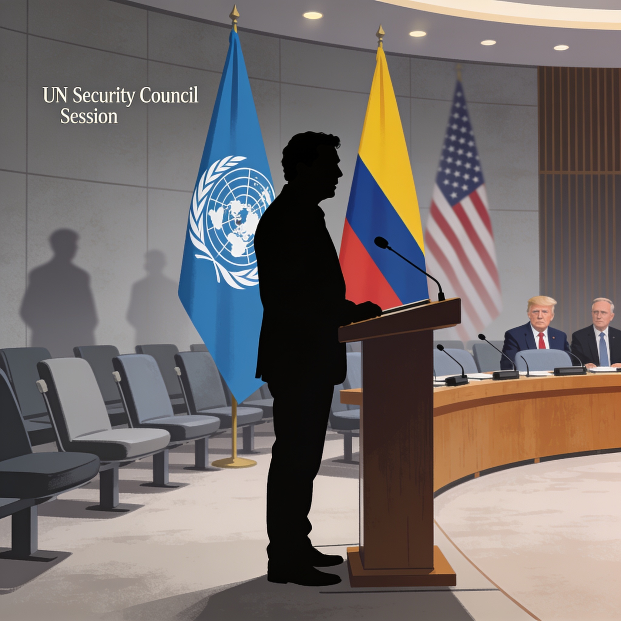 Petro en la ONU, a semanas de dejar el poder — Política, ilustración editorial