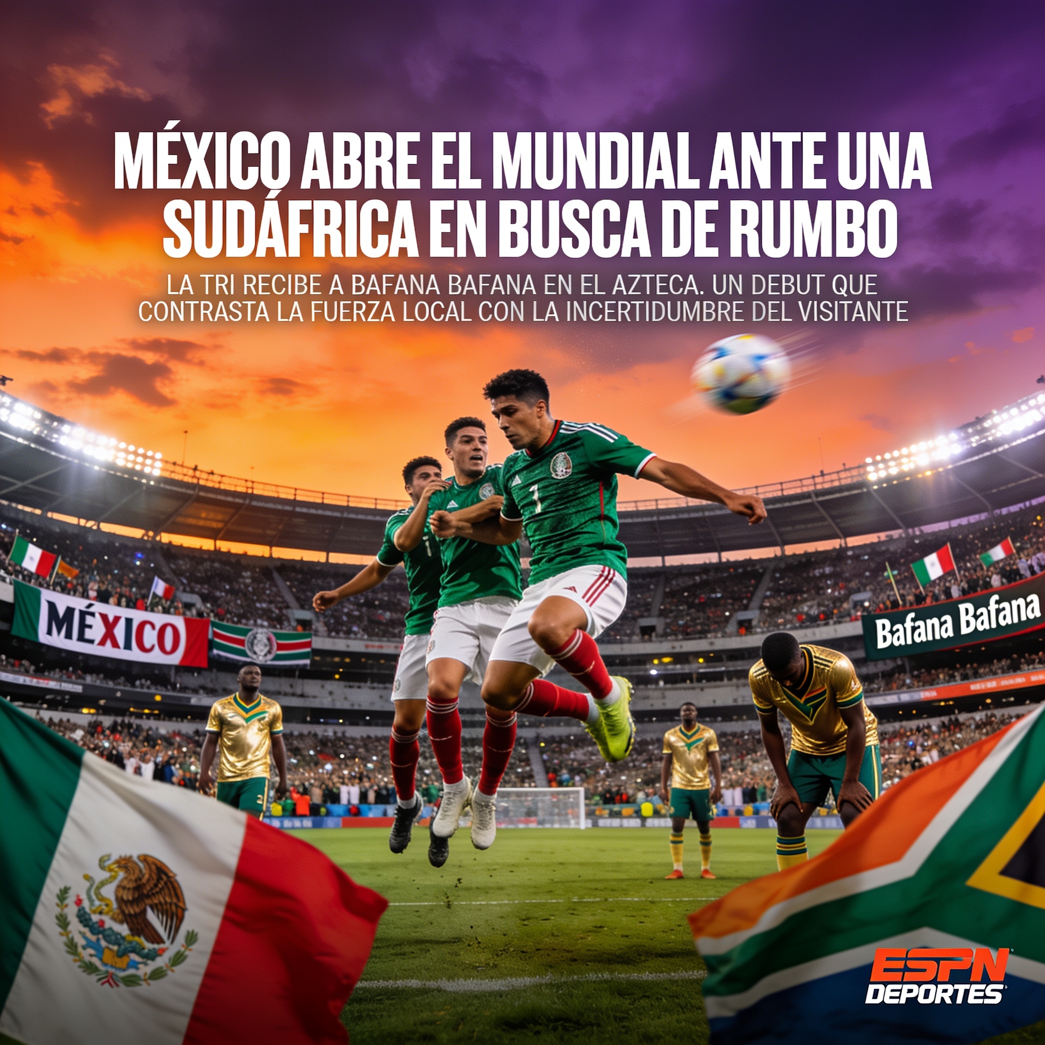 México abre el Mundial ante una Sudáfrica en busca de rumbo — Deportes, ilustración editorial