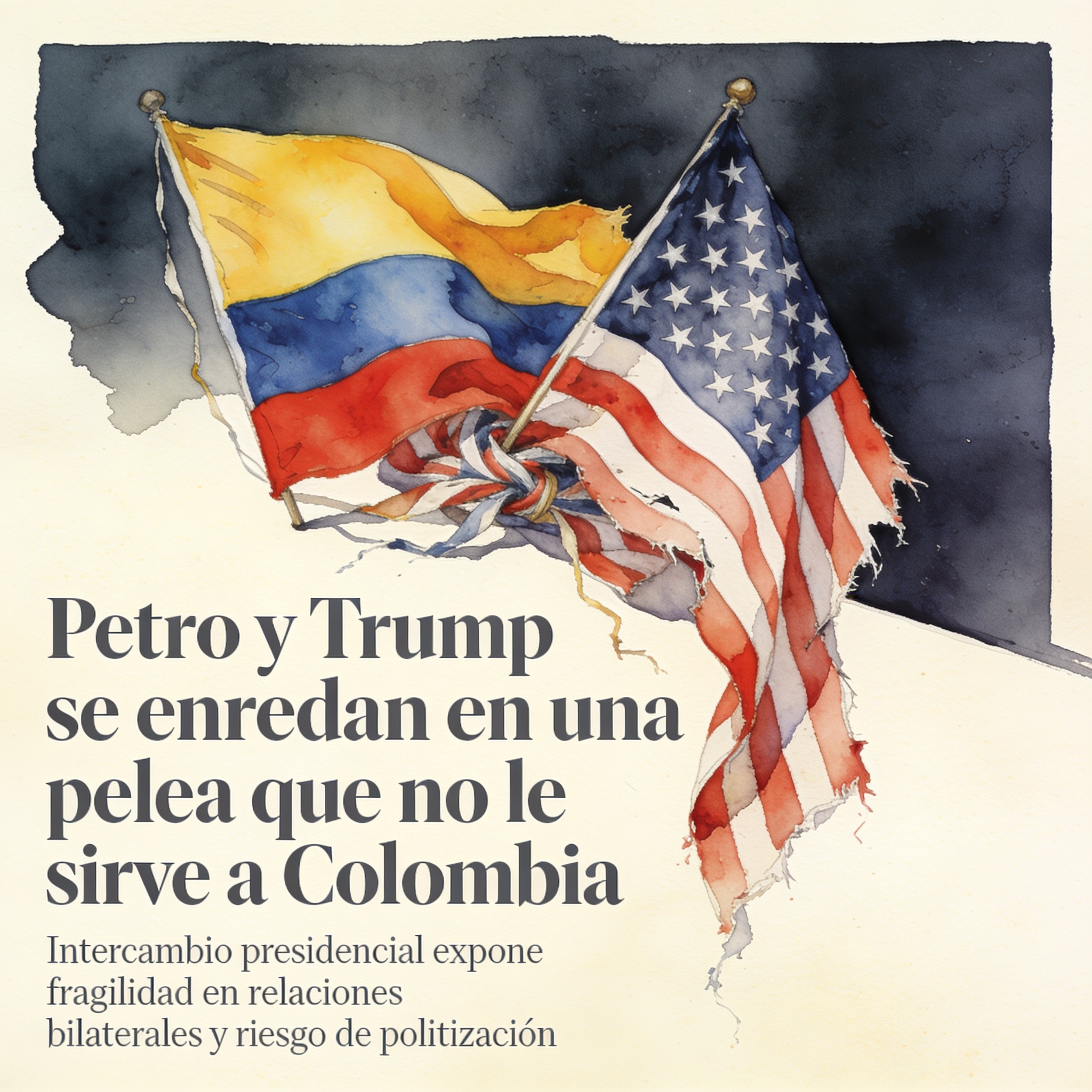 Petro y Trump se enredan en una pelea que no le sirve a Colombia — Política, ilustración editorial