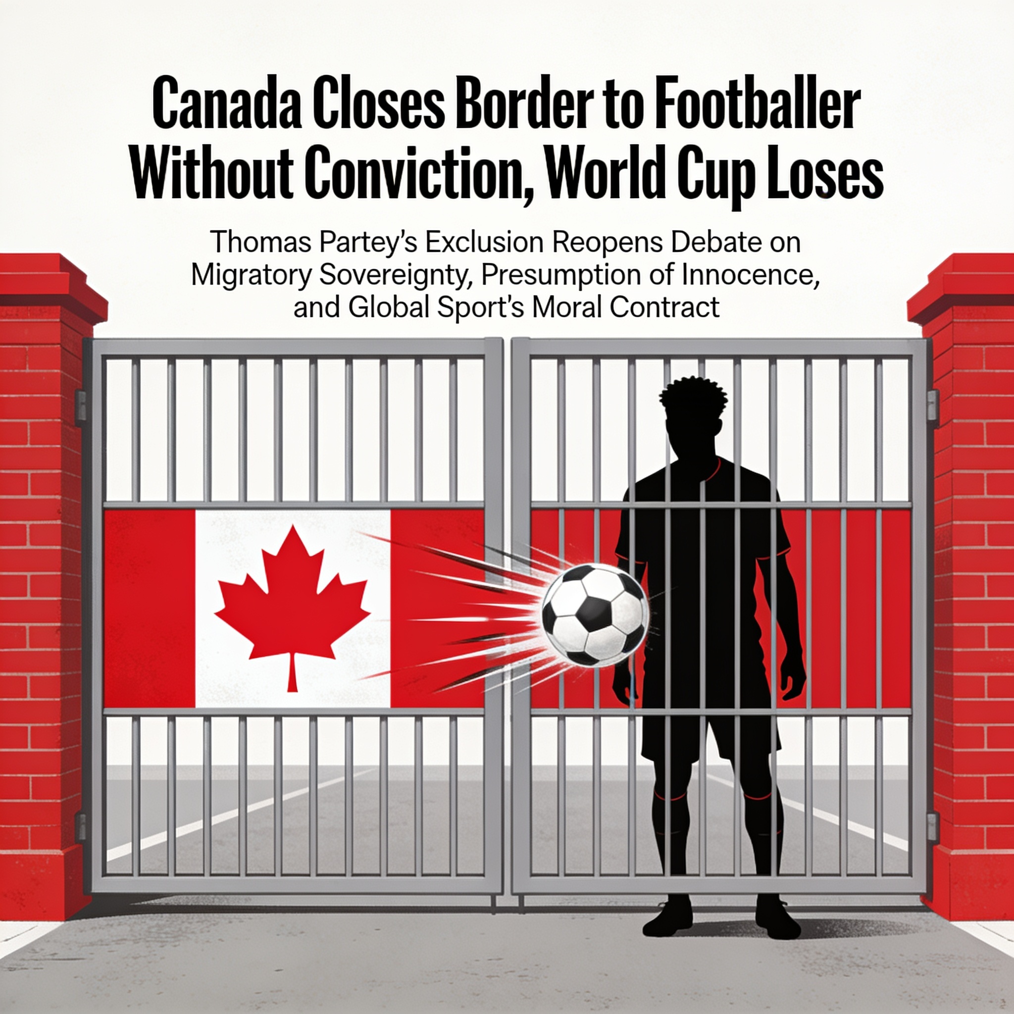 Canadá cierra la frontera a un futbolista sin condena y el Mundial pierde — Deportes, ilustración editorial