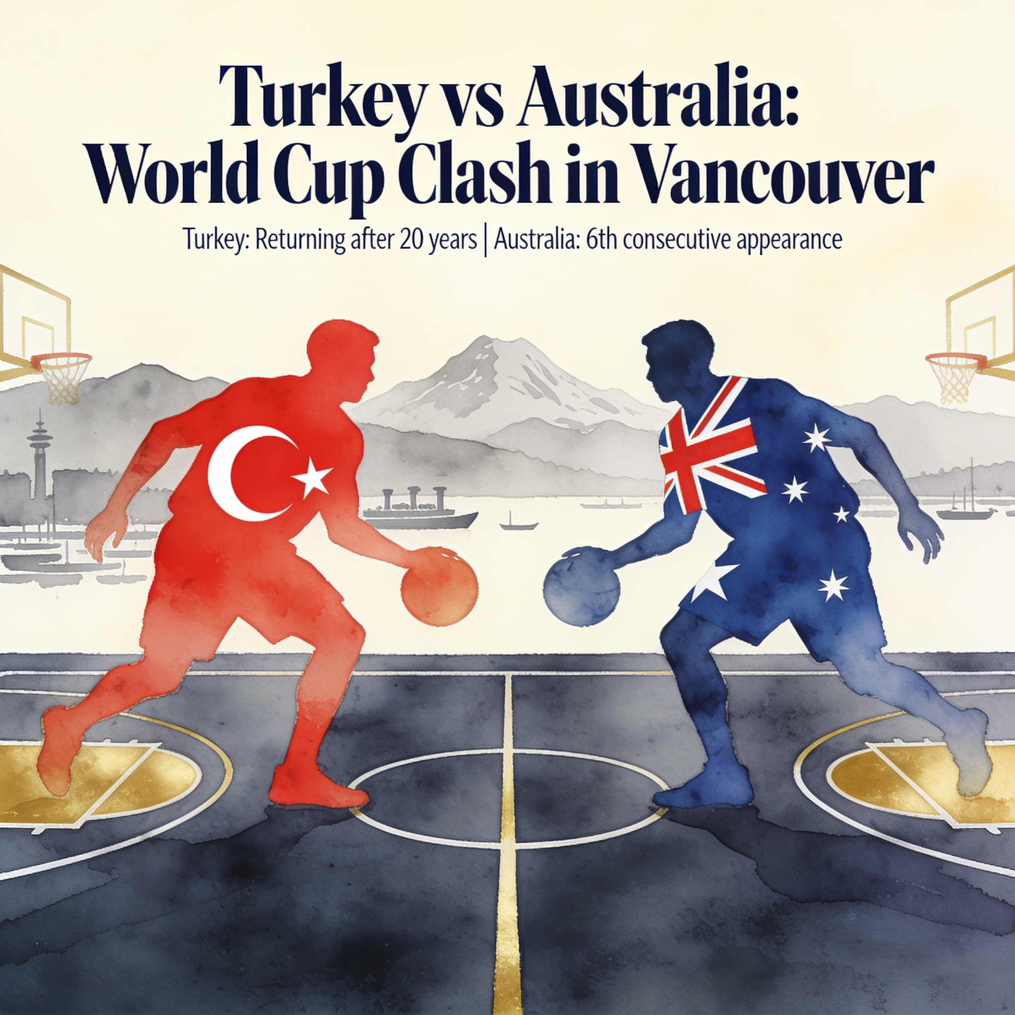 El regreso de Turquía y la rutina de Australia miden fuerzas en Vancouver — Deportes, ilustración editorial