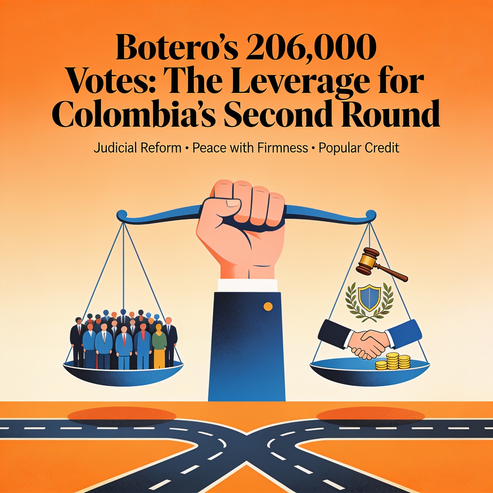 Los 206.000 votos de Botero condicionan la segunda vuelta — Política, ilustración editorial
