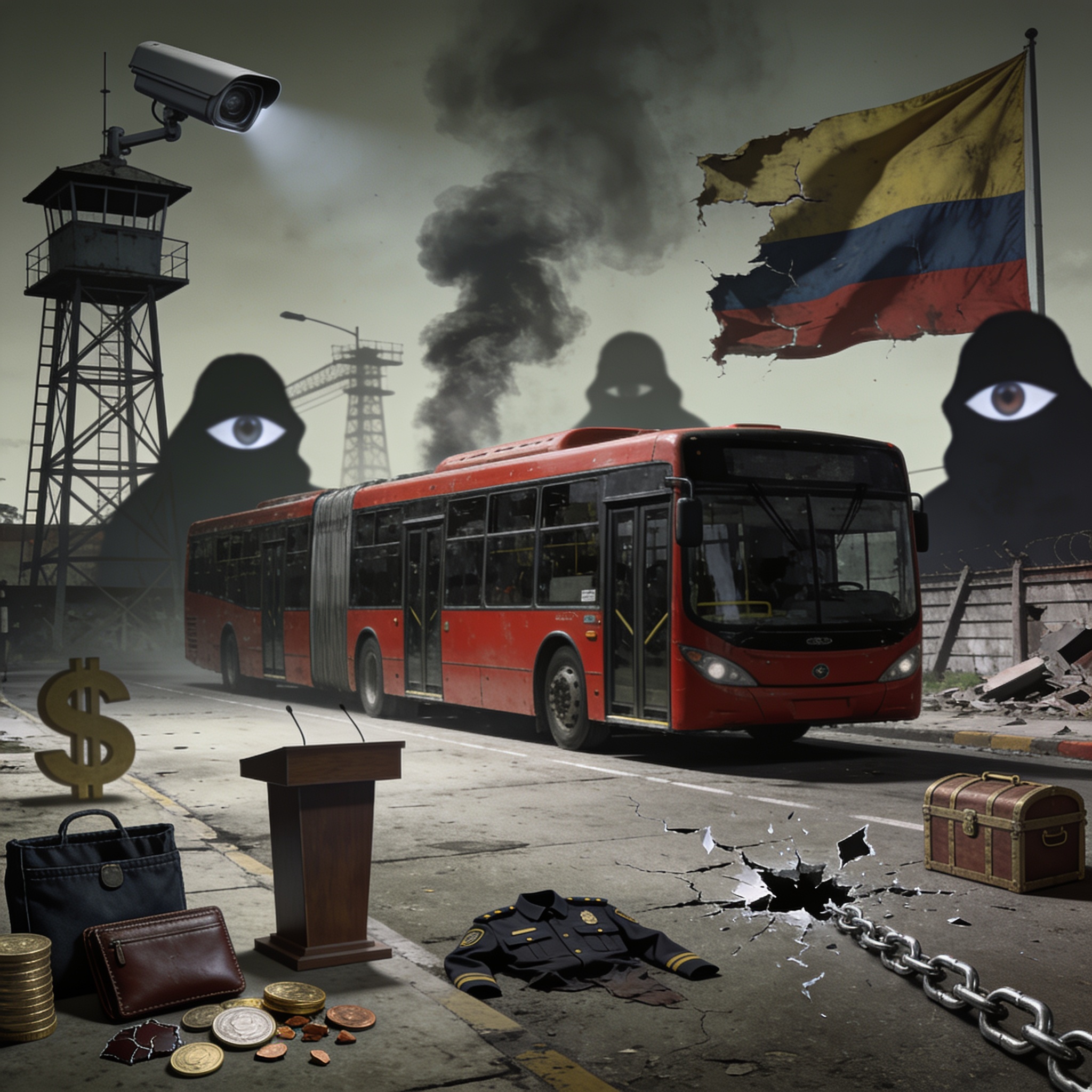 TransMilenio y las escuadras que no resuelven la crisis — Política, ilustración editorial