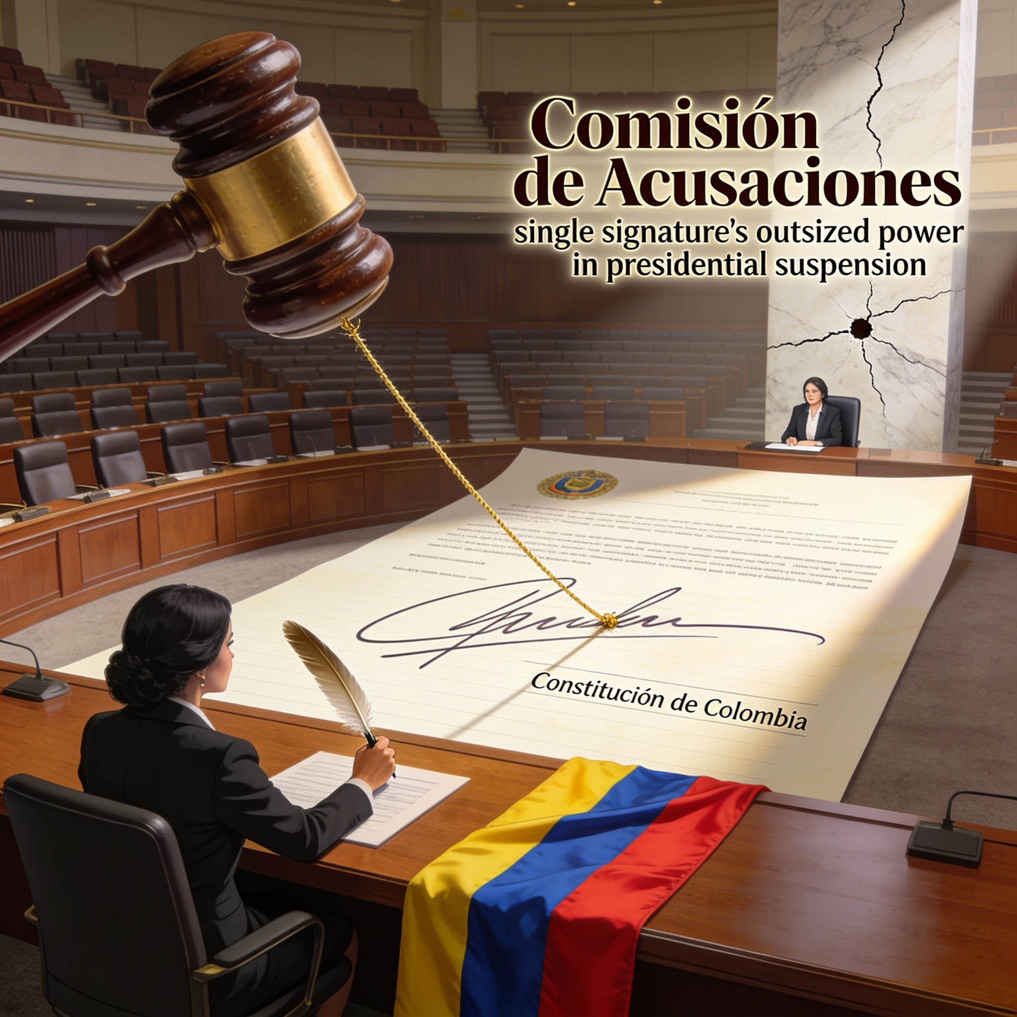 La Comisión de Acusaciones y la delgada línea del procedimiento — Política, ilustración editorial