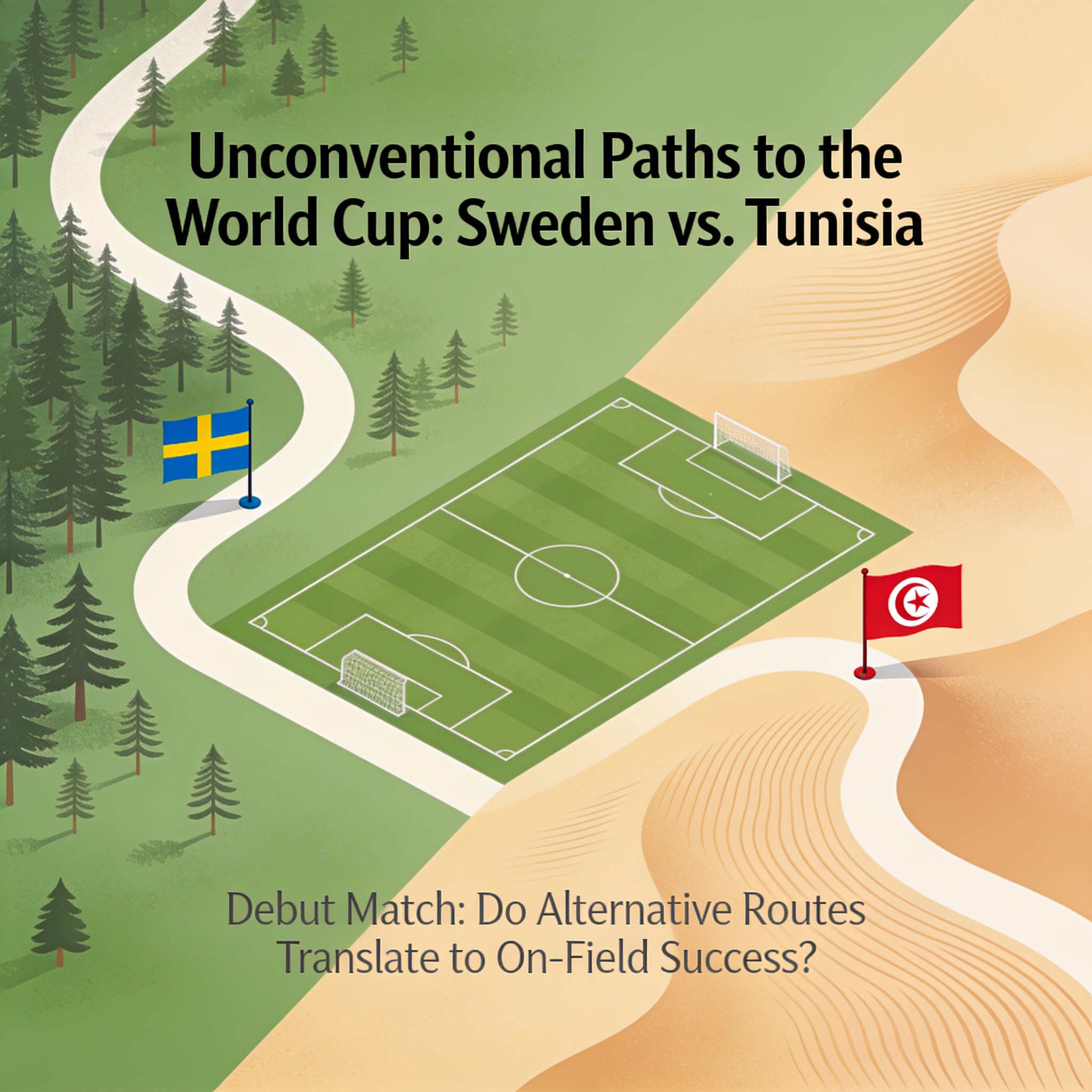Suecia y Túnez apuestan por rutas insólitas hacia el Mundial — Deportes, ilustración editorial