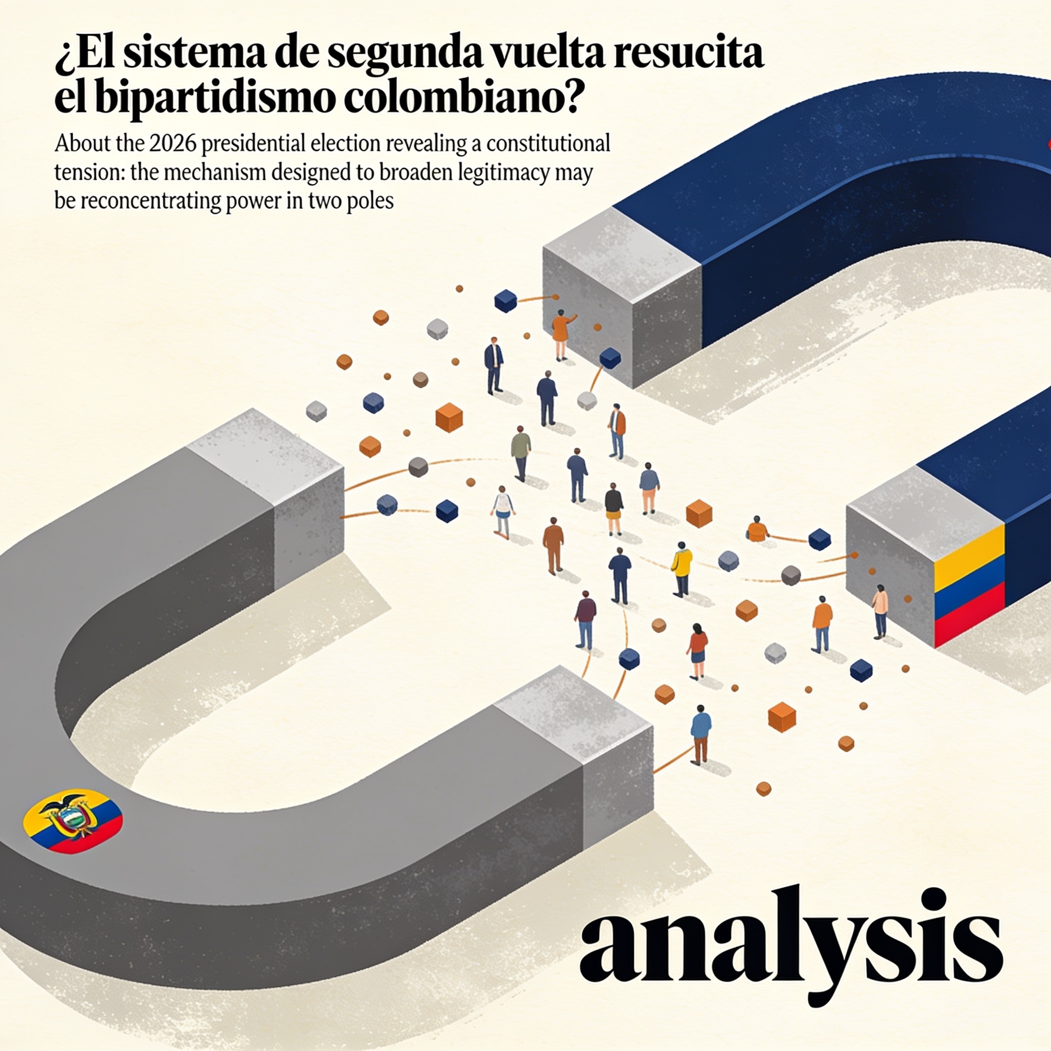 ¿El sistema de segunda vuelta resucita el bipartidismo colombiano? — Análisis, ilustración editorial