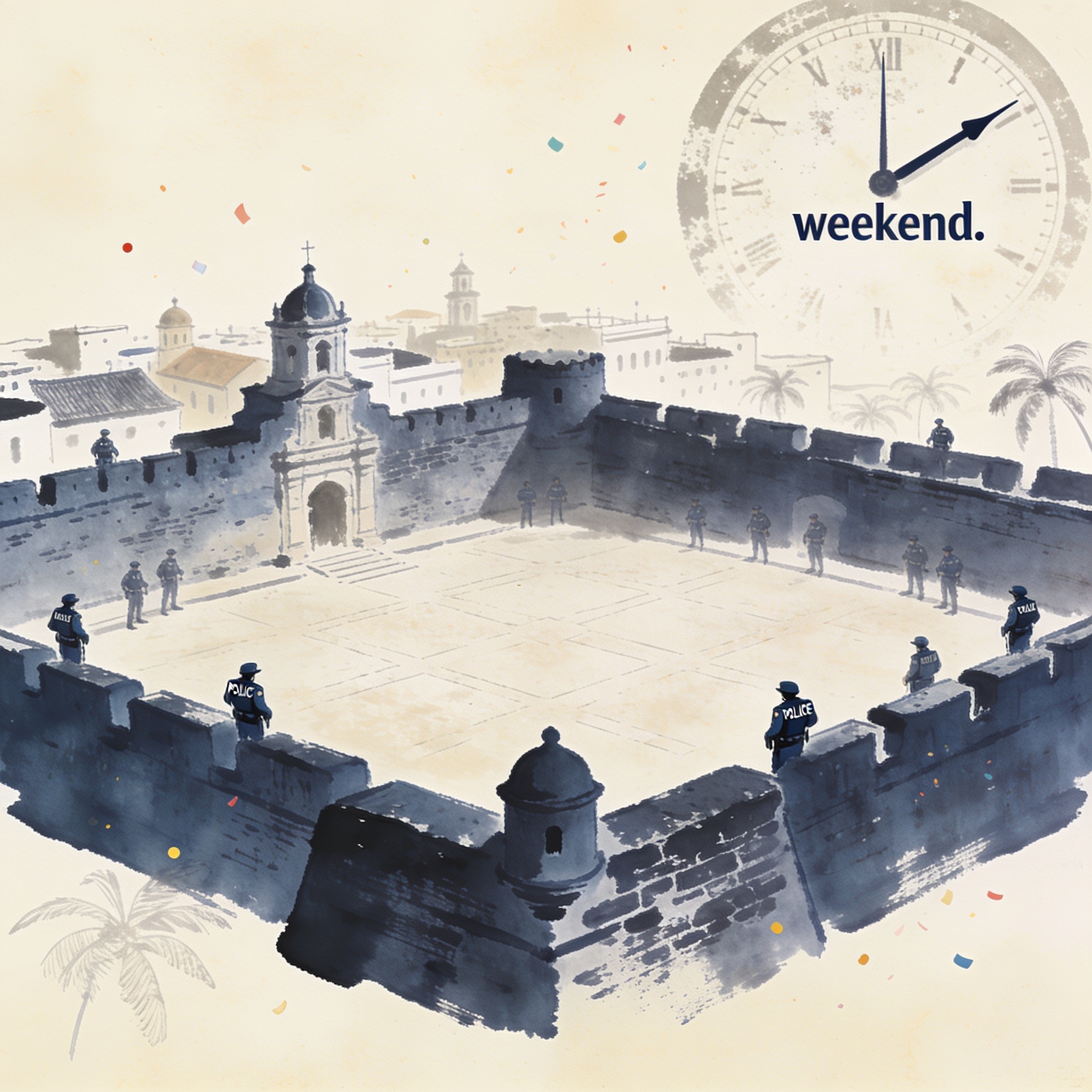 Cartagena, 3.500 uniformados y la política que falta — Política, ilustración editorial