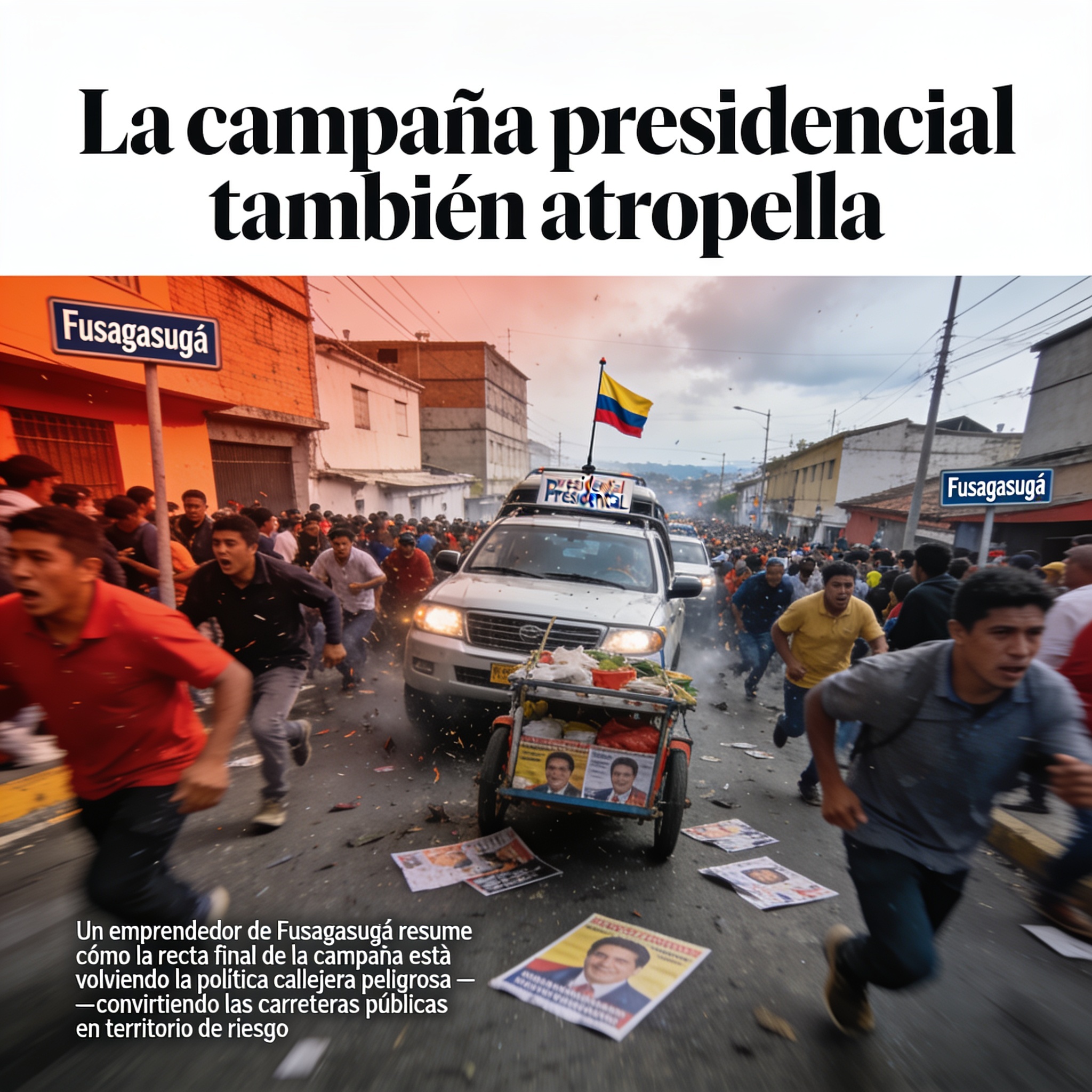 La campaña presidencial también atropella — Política, ilustración editorial