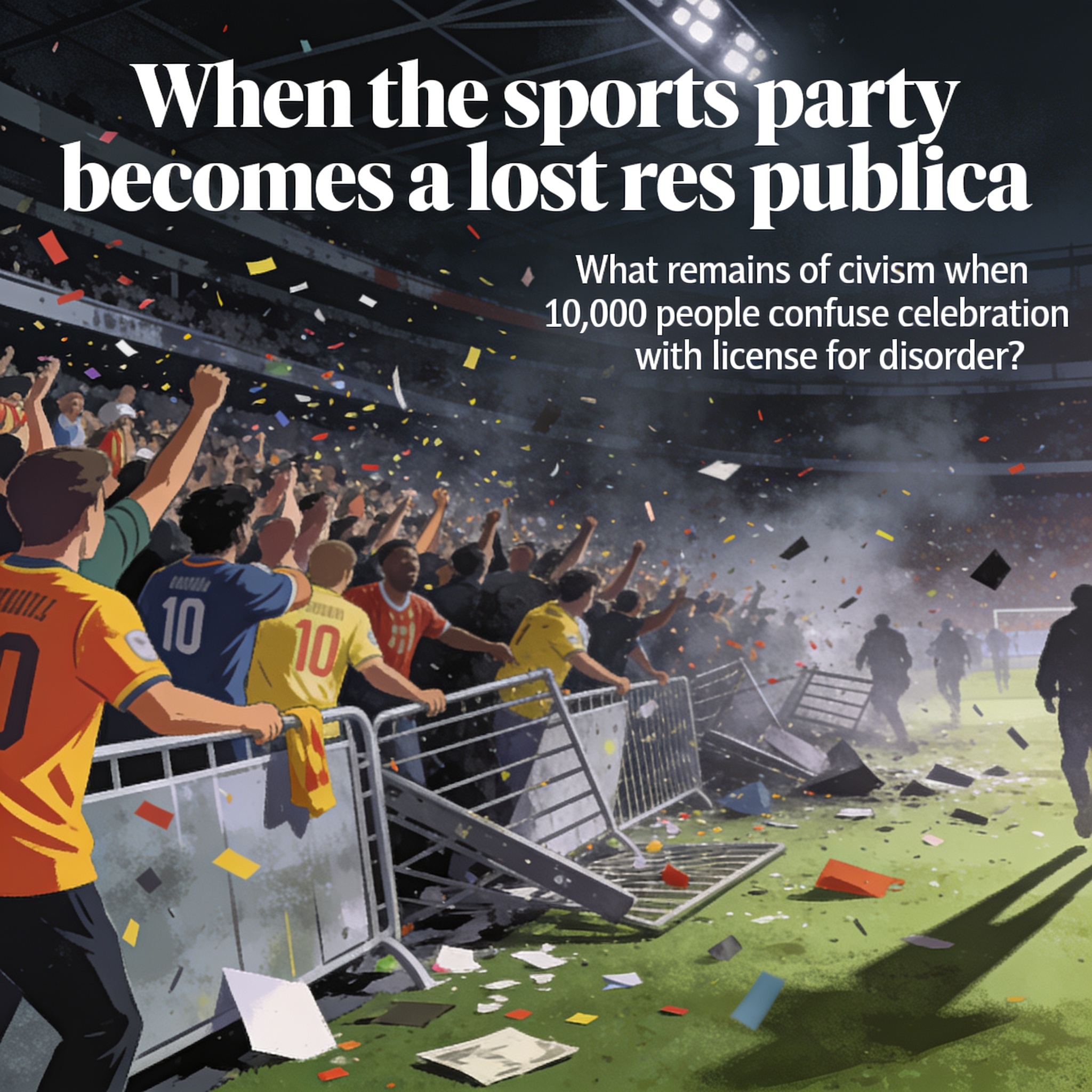 Cuando la fiesta deportiva se vuelve res publica perdida — Deportes, ilustración editorial