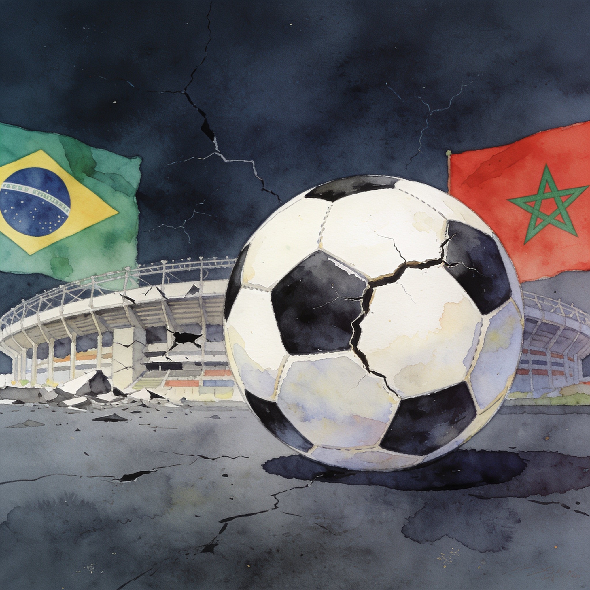 Brasil y Marruecos avanzan, pero el fútbol muestra sus grietas institucionales — Deportes, ilustración editorial