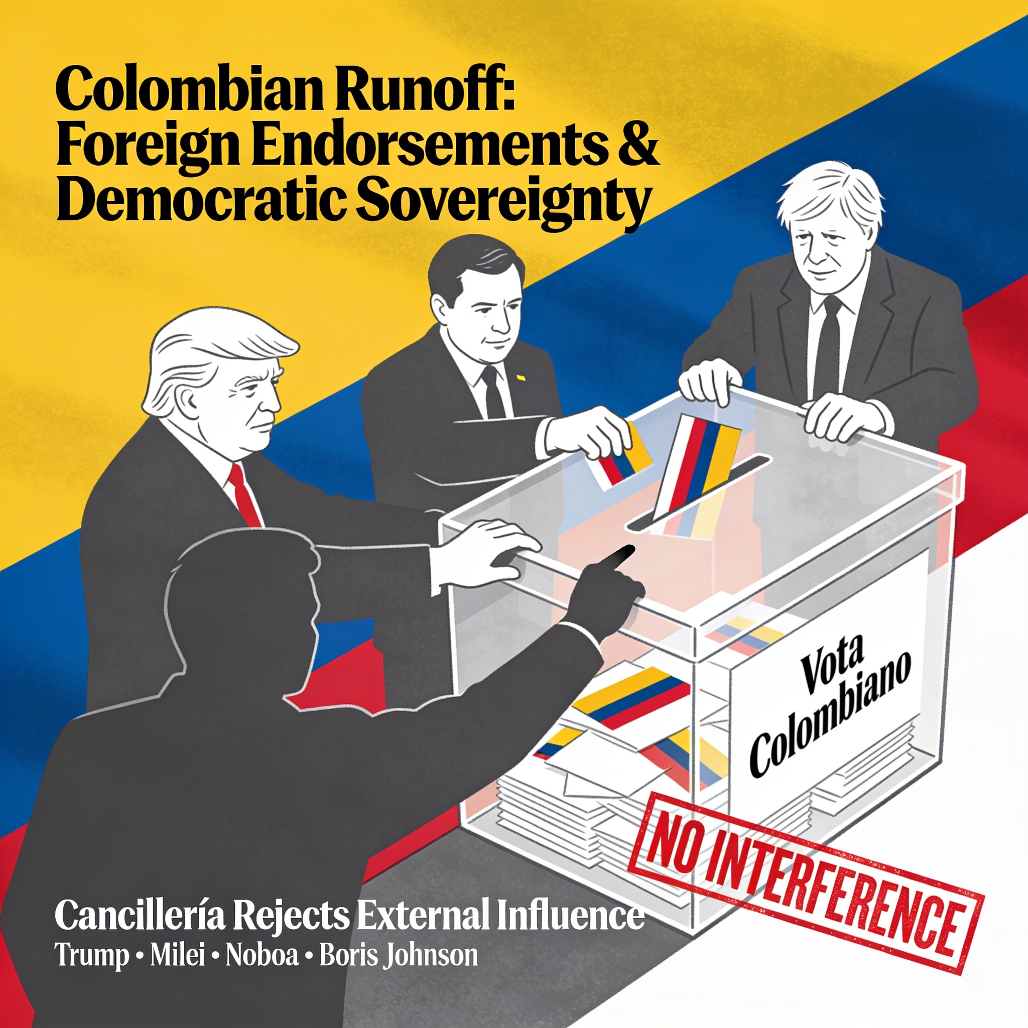 El balotaje colombiano y los endorsements que llegan de afuera — Política, ilustración editorial