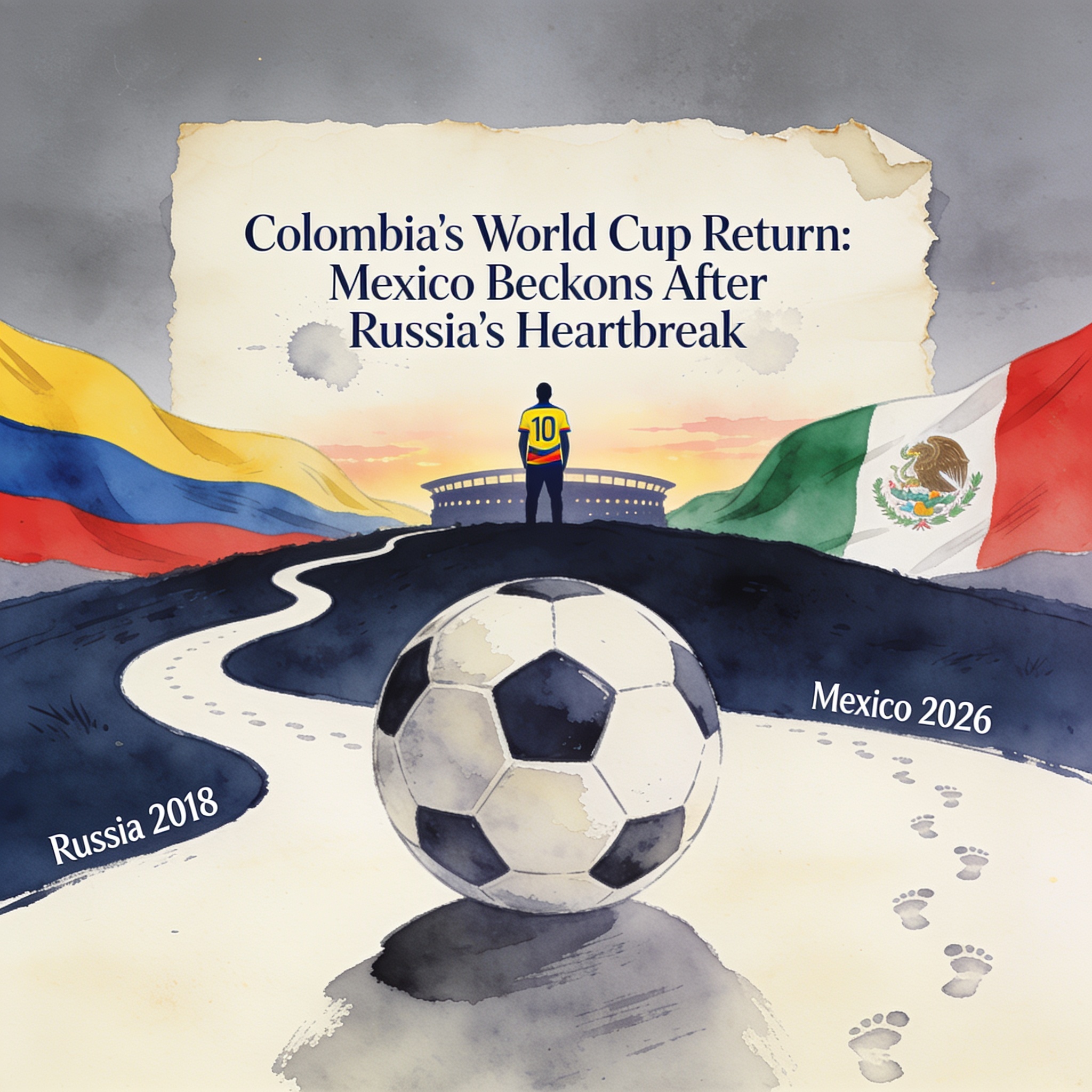 Colombia busca en México el retorno que no logró en Rusia — Deportes, ilustración editorial