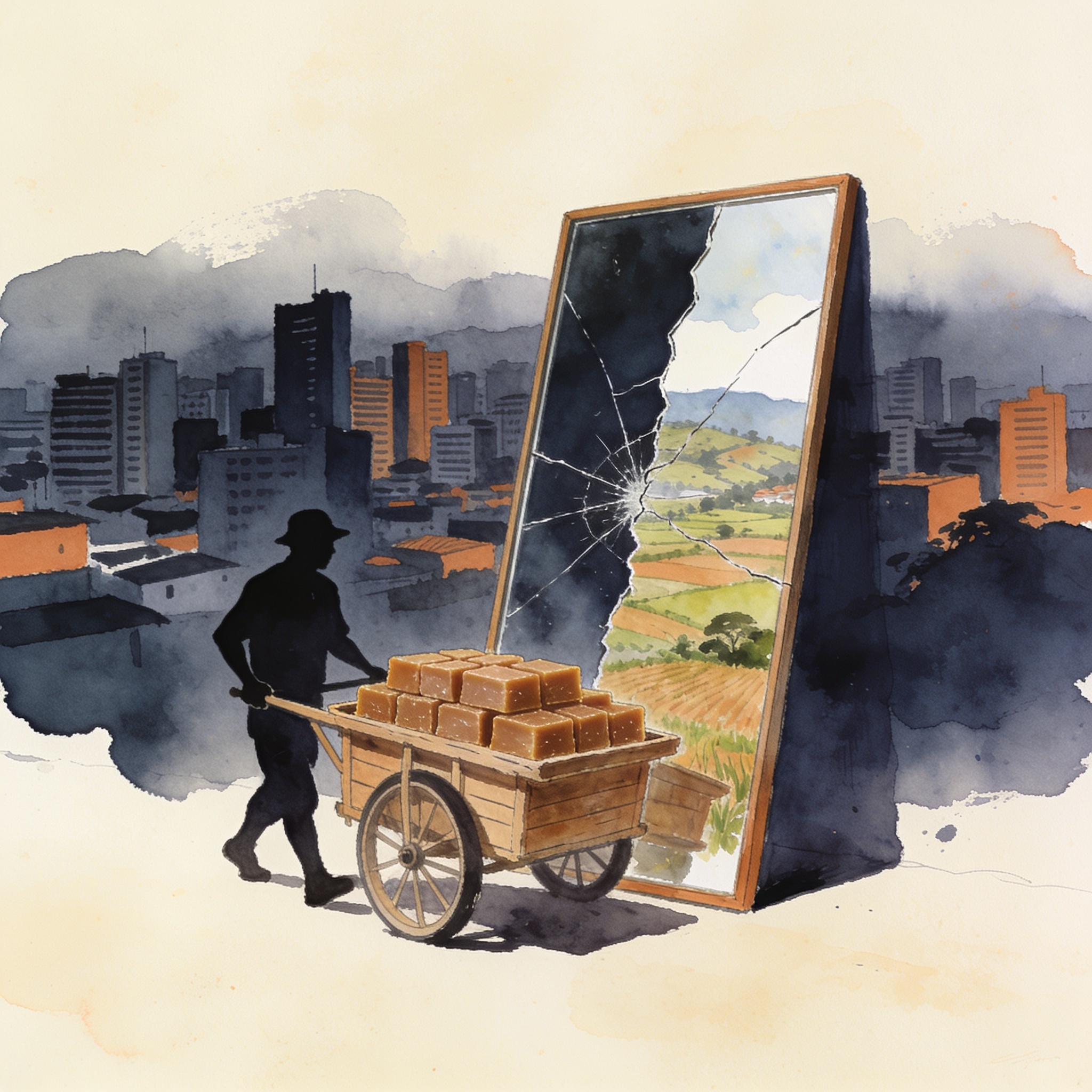 Un vendedor de panela y el espejo de la polarización — Política, ilustración editorial
