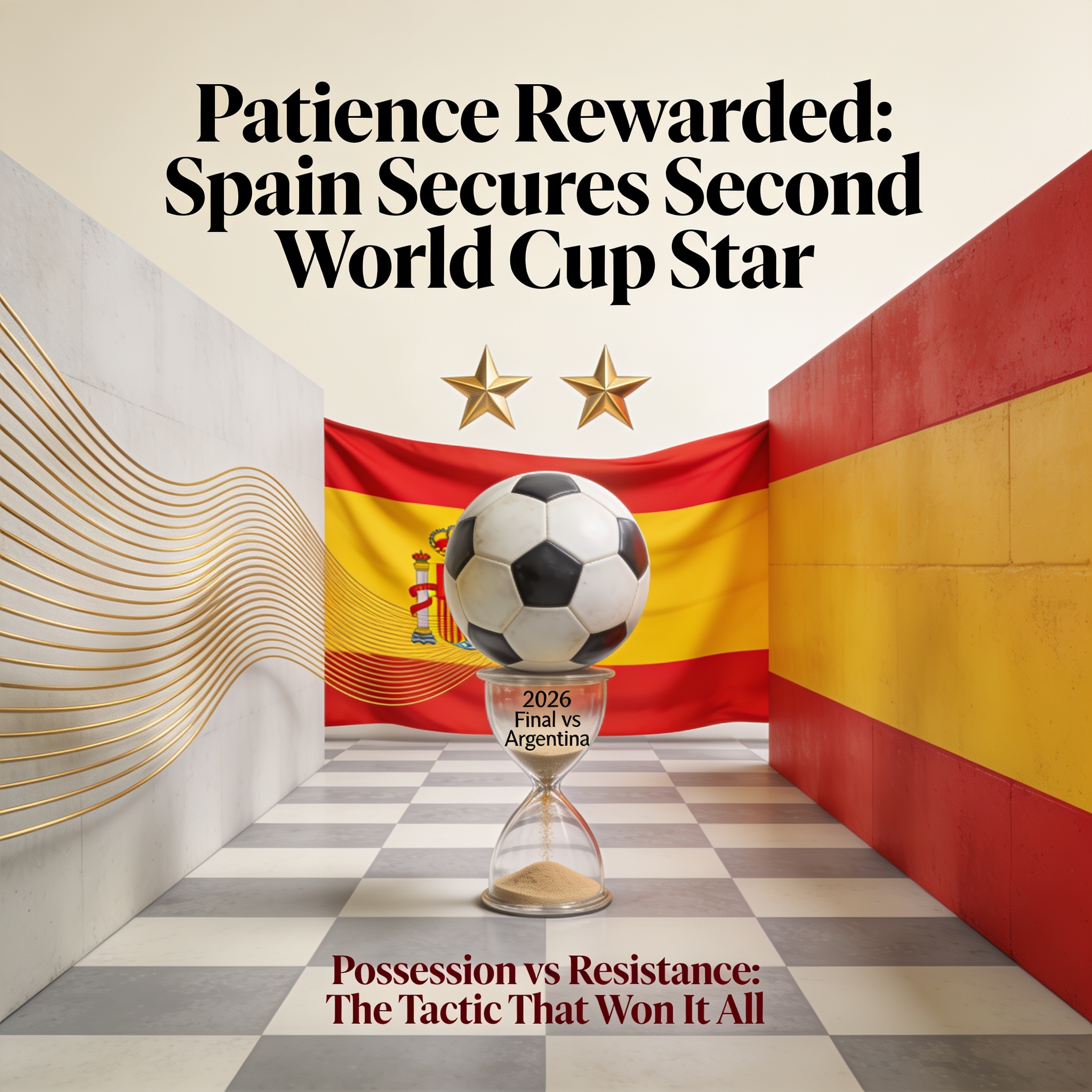 España gana su segunda estrella y el fútbol vuelve a premiar la paciencia — Deportes, ilustración editorial