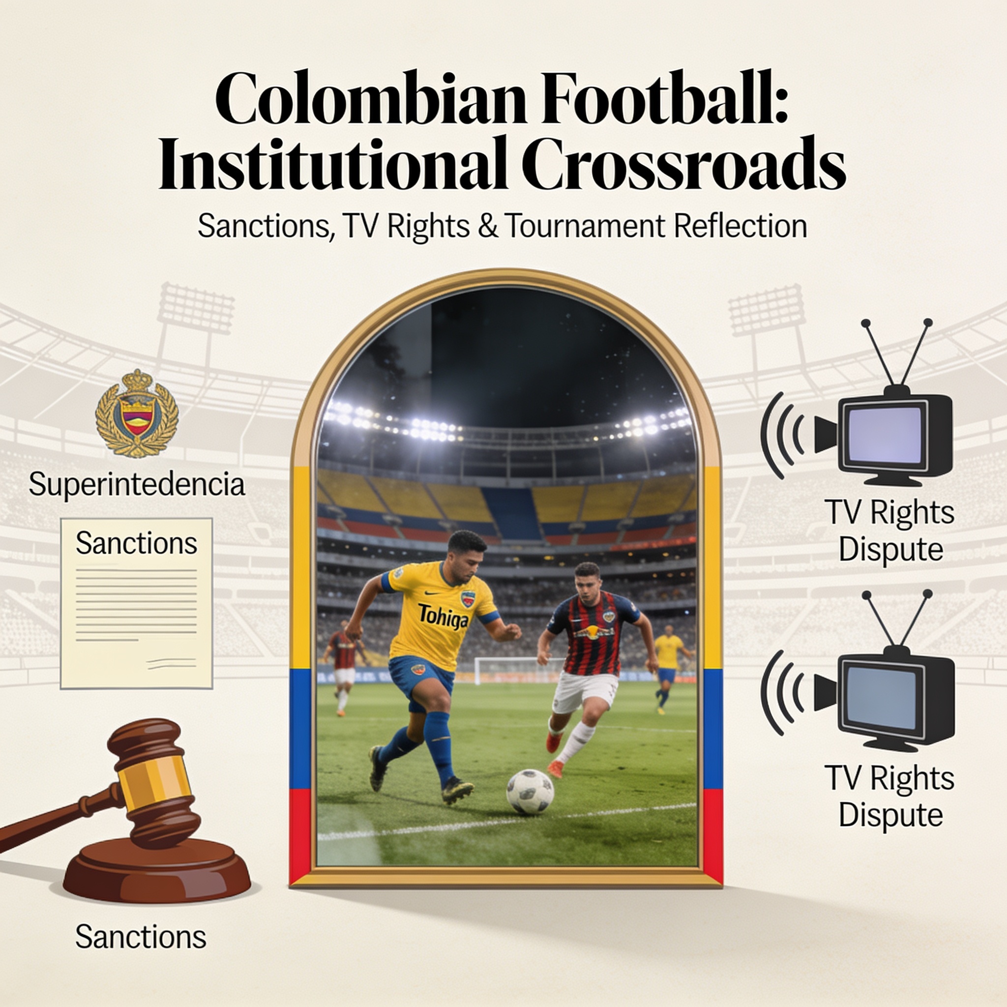 El fútbol colombiano también se juega en la Superintendencia — Deportes, ilustración editorial
