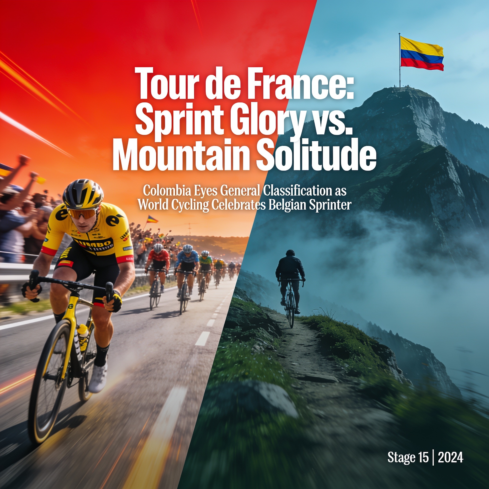 La gloria del sprint y la soledad de la montaña en el Tour — Deportes, ilustración editorial