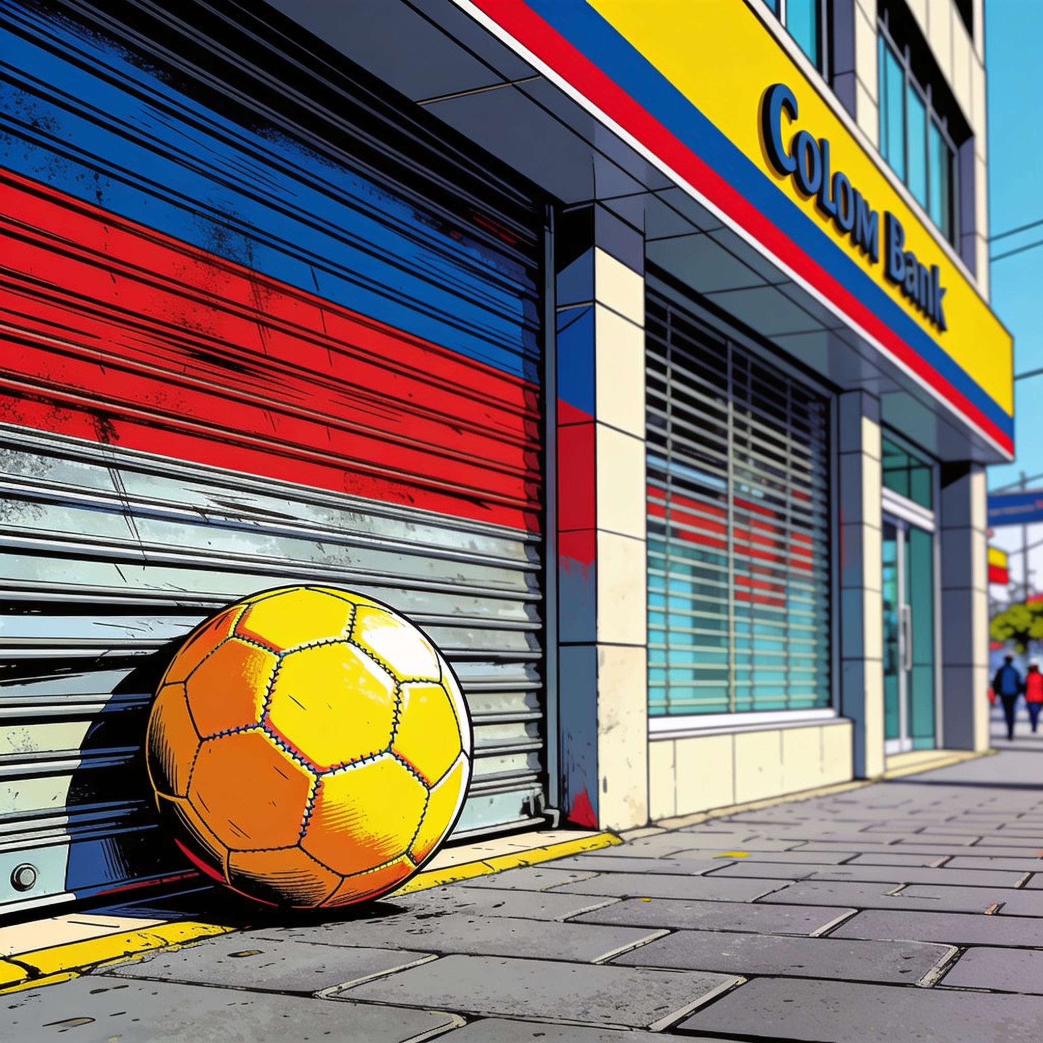 Bancolombia cierra sucursales por el partido de Colombia — Deportes, ilustración editorial