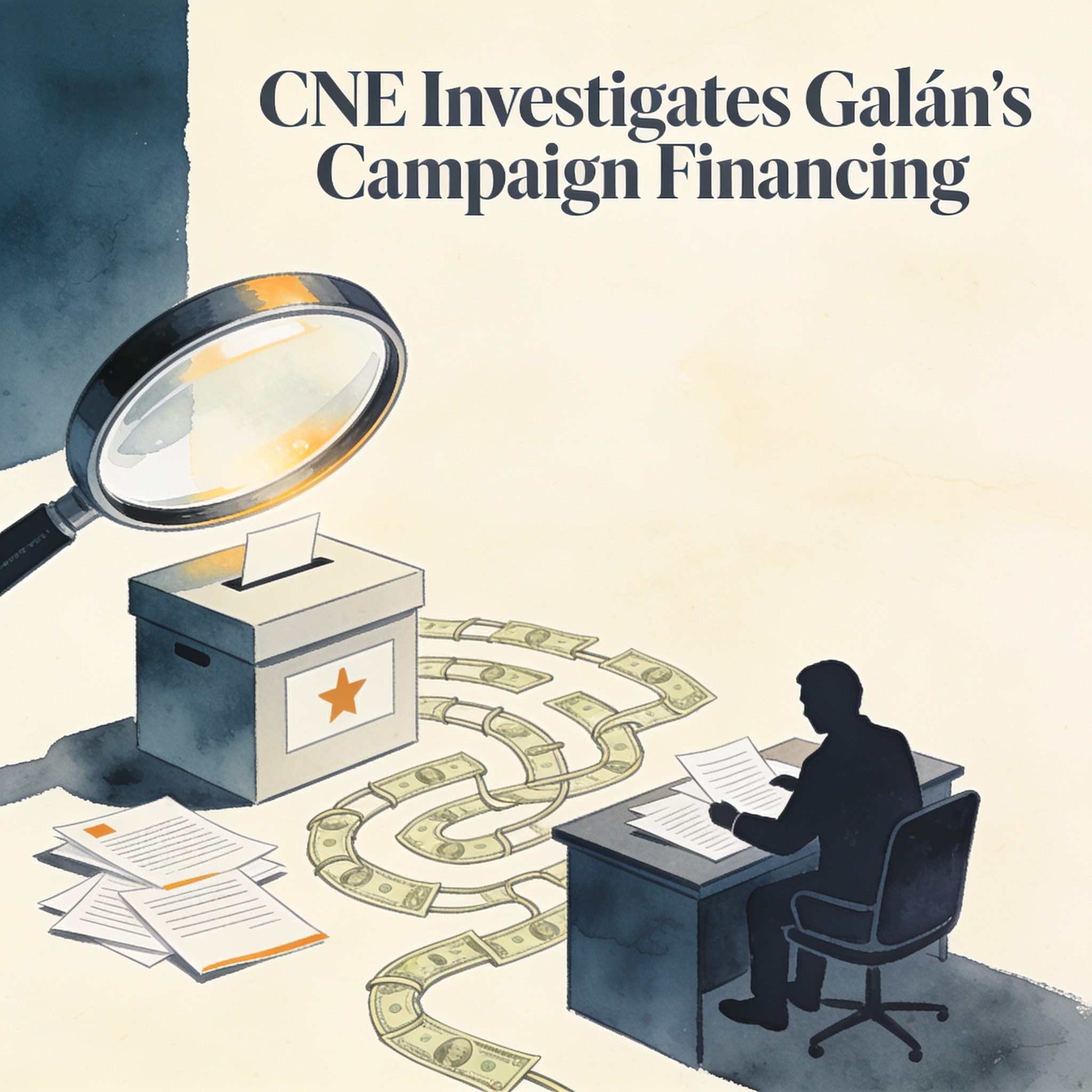Lo que está en juego con la indagación del CNE a Galán — Política, ilustración editorial