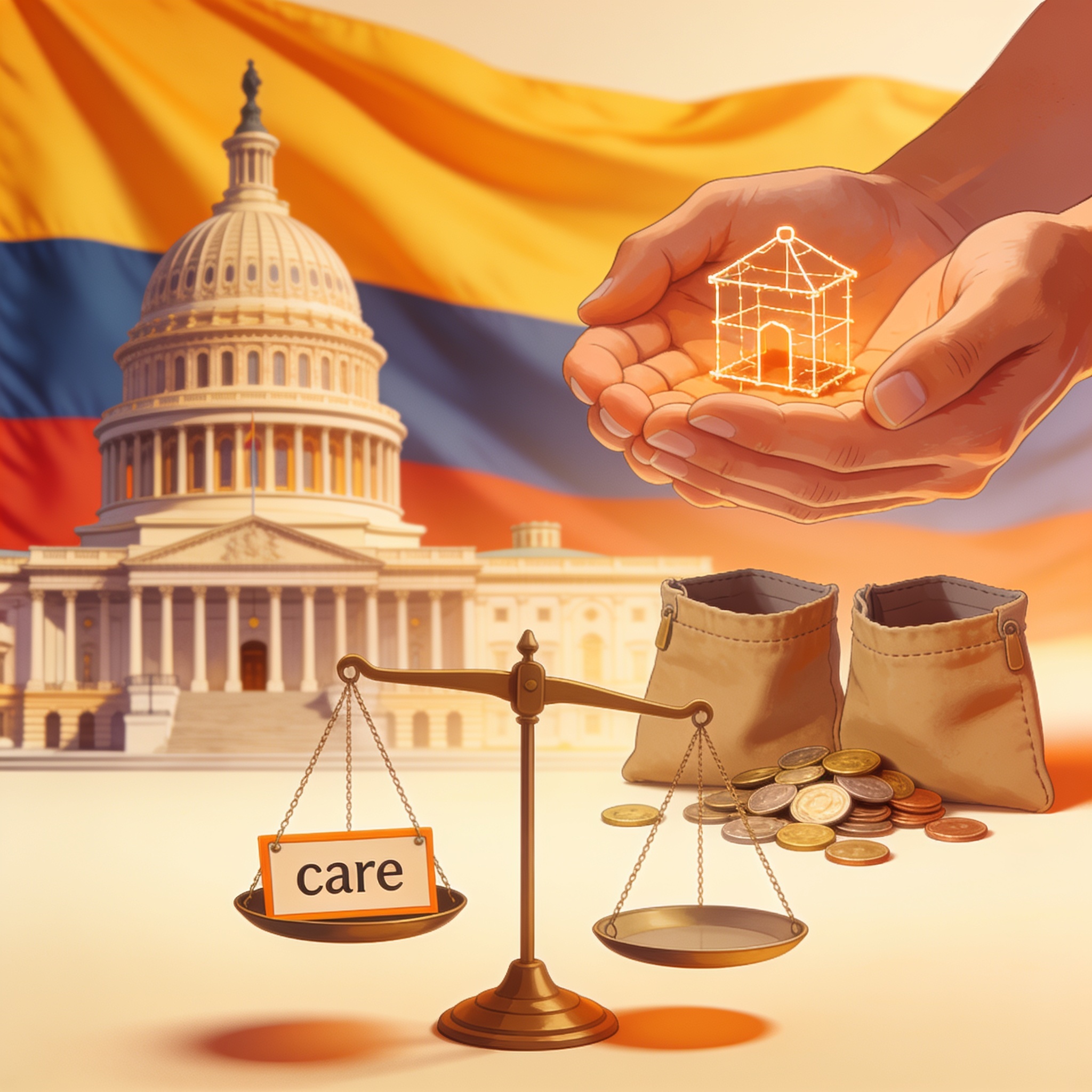 El proyecto de cuidado llega al Congreso sin presupuesto claro — Política, ilustración editorial