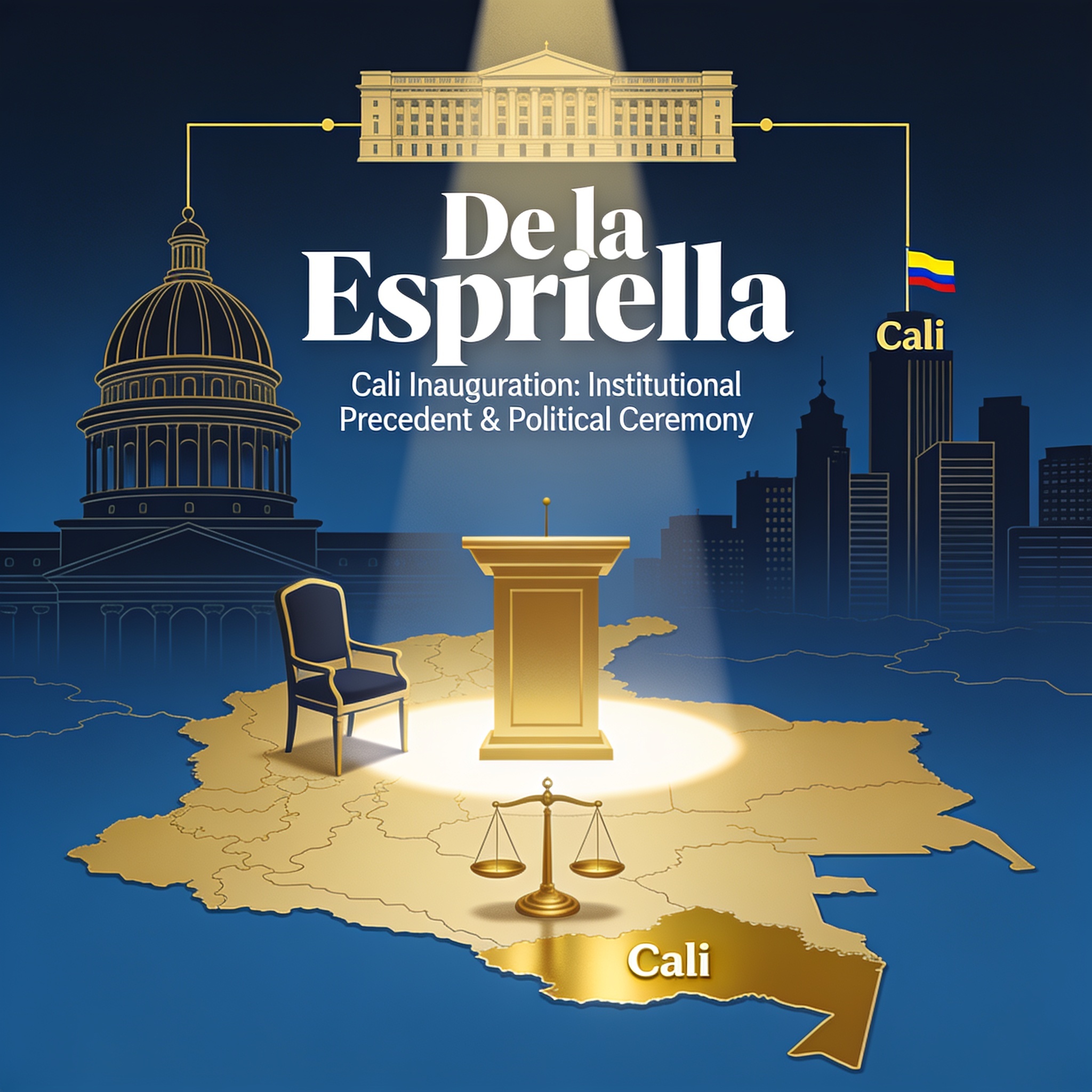 El Congreso aprueba posesionar a De la Espriella en Cali — Política, ilustración editorial