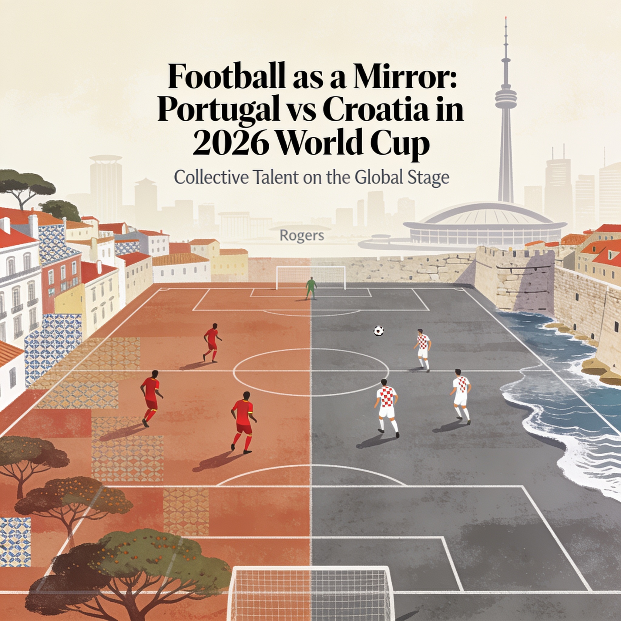 El fútbol como espejo de las naciones en el Mundial 2026 — Deportes, ilustración editorial