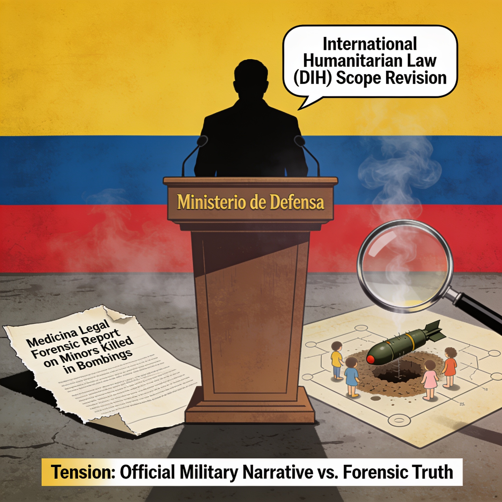 La cifra de Medicina Legal y la palabra del Ministerio de Defensa — Política, ilustración editorial