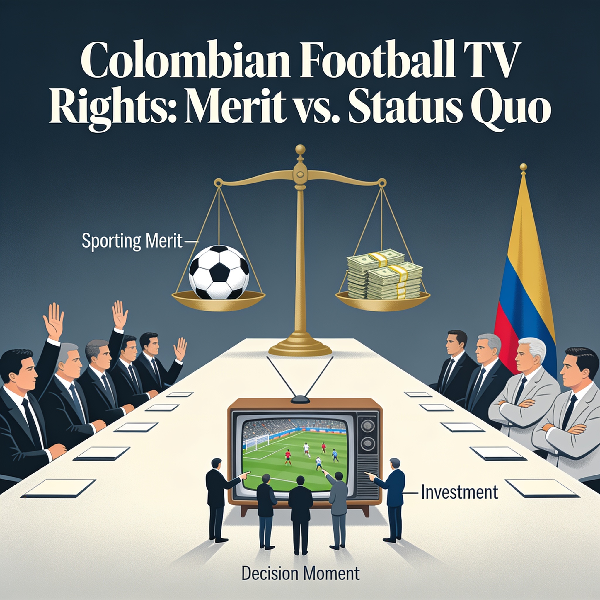 El fútbol colombiano se juega su modelo de reparto en una asamblea — Deportes, ilustración editorial