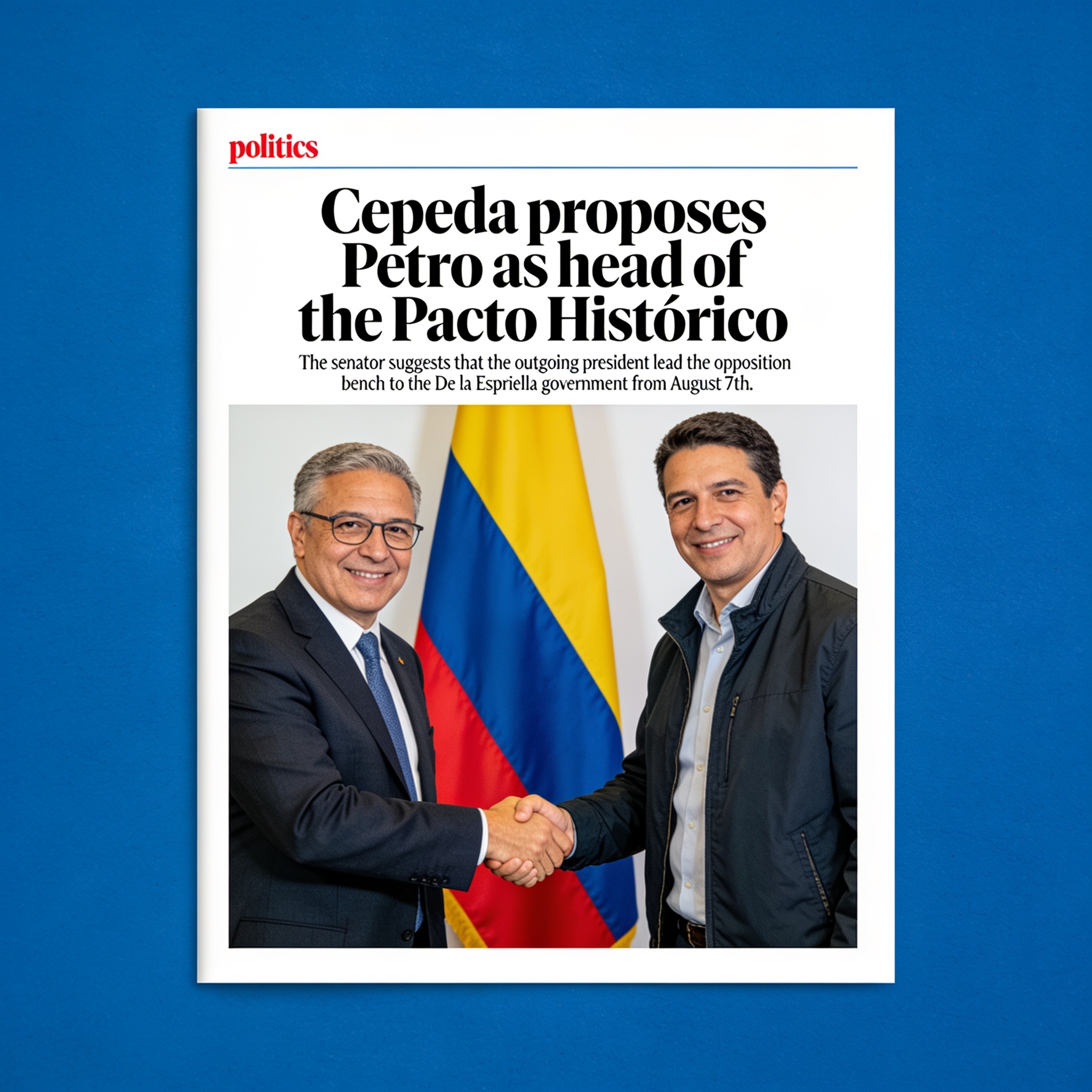 Cepeda propone a Petro como jefe del Pacto Histórico — Política, ilustración editorial