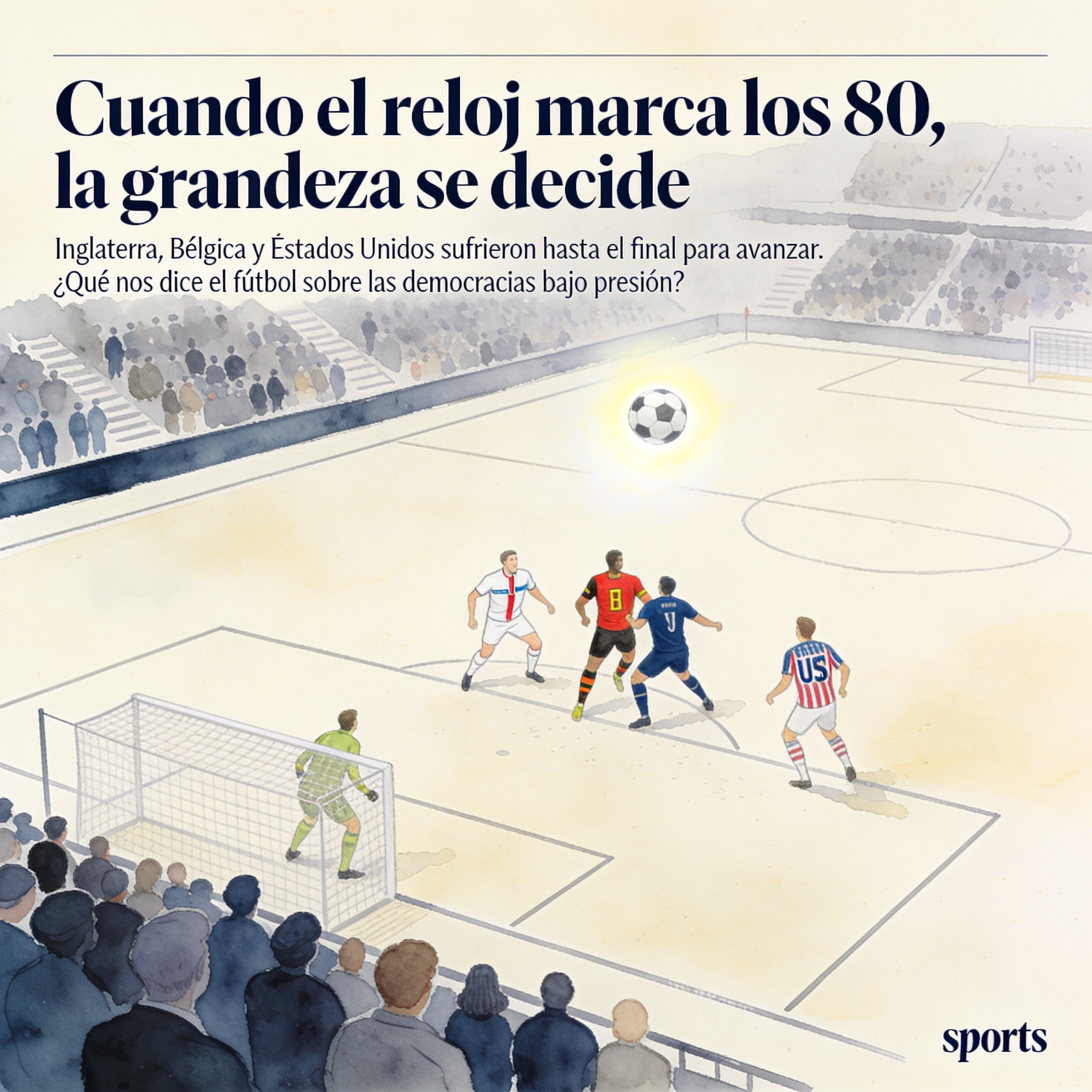 Cuando el reloj marca los 80, la grandeza se decide — Deportes, ilustración editorial