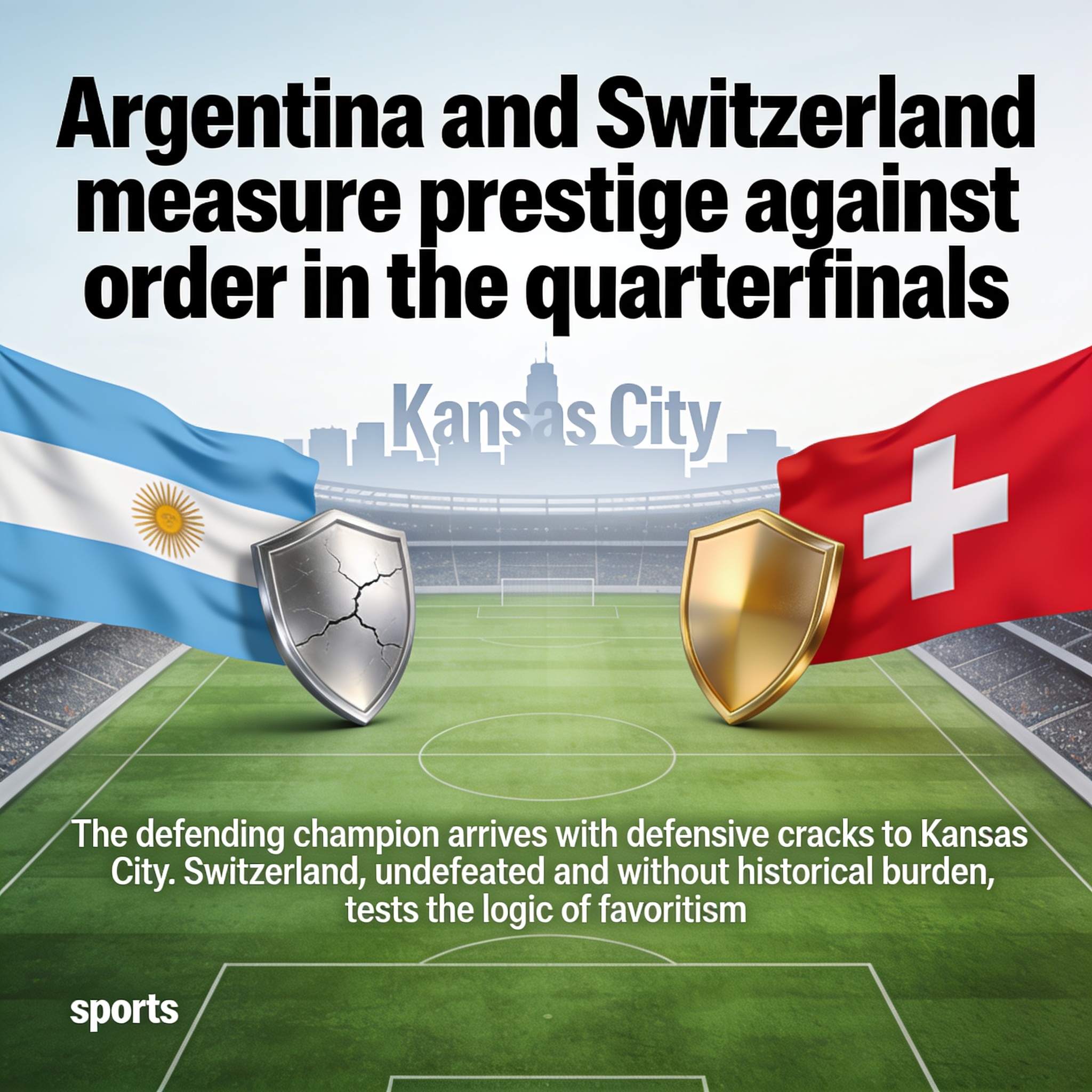 Argentina y Suiza miden prestigio contra orden en cuartos de final — Deportes, ilustración editorial