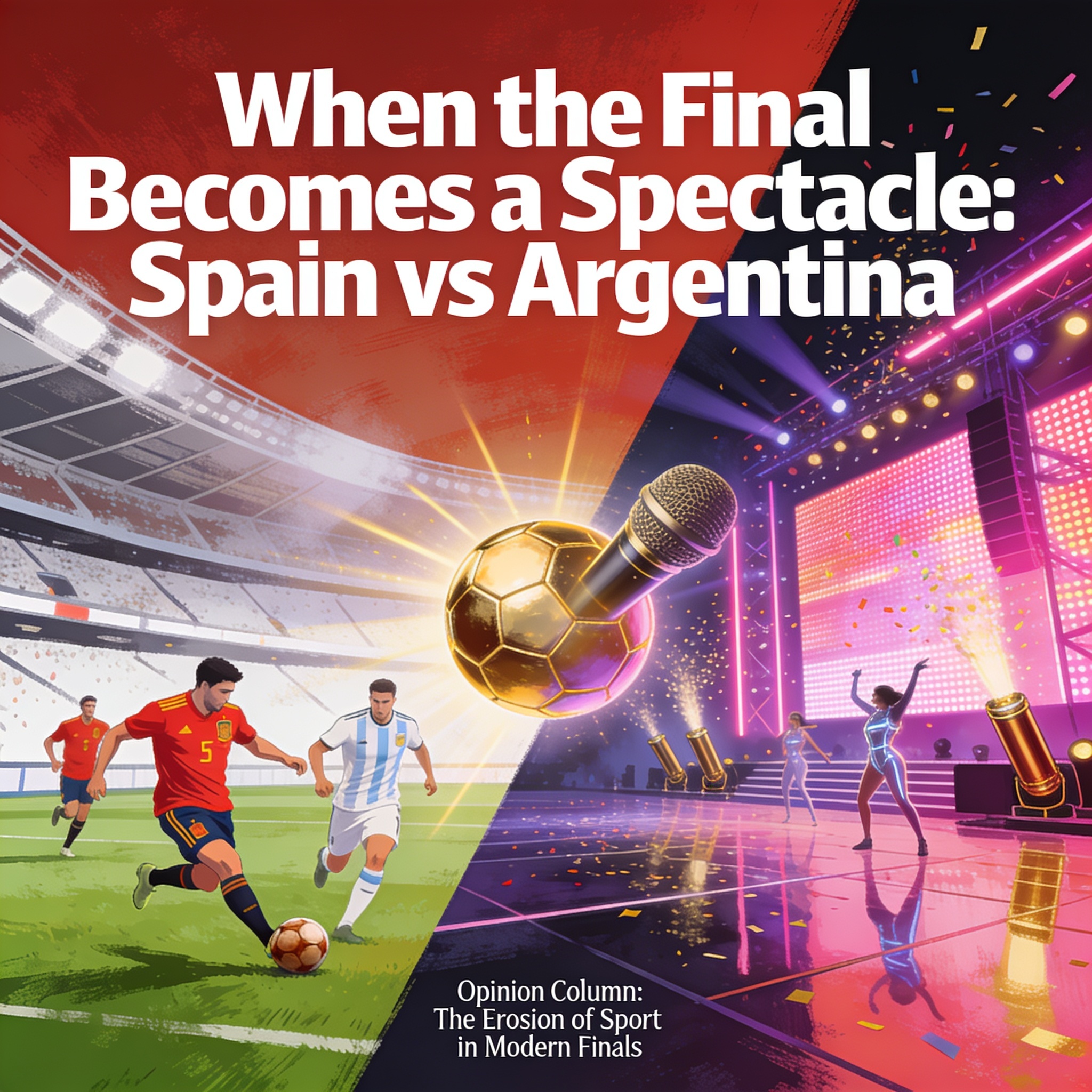 ¿Sigue siendo suficiente el fútbol cuando la final se viste de espectáculo? — Deportes, ilustración editorial