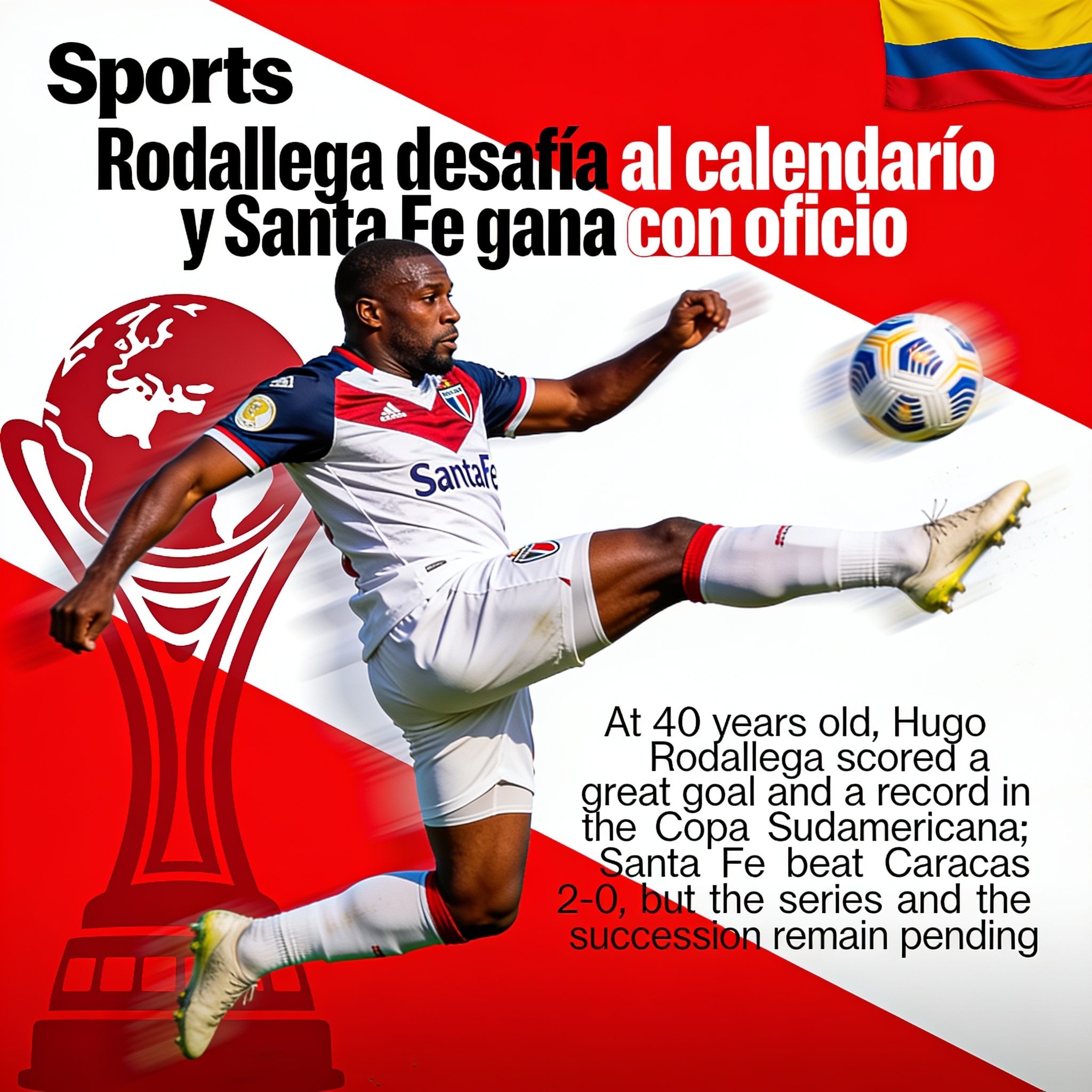 Rodallega desafía al calendario y Santa Fe gana con oficio — Deportes, ilustración editorial