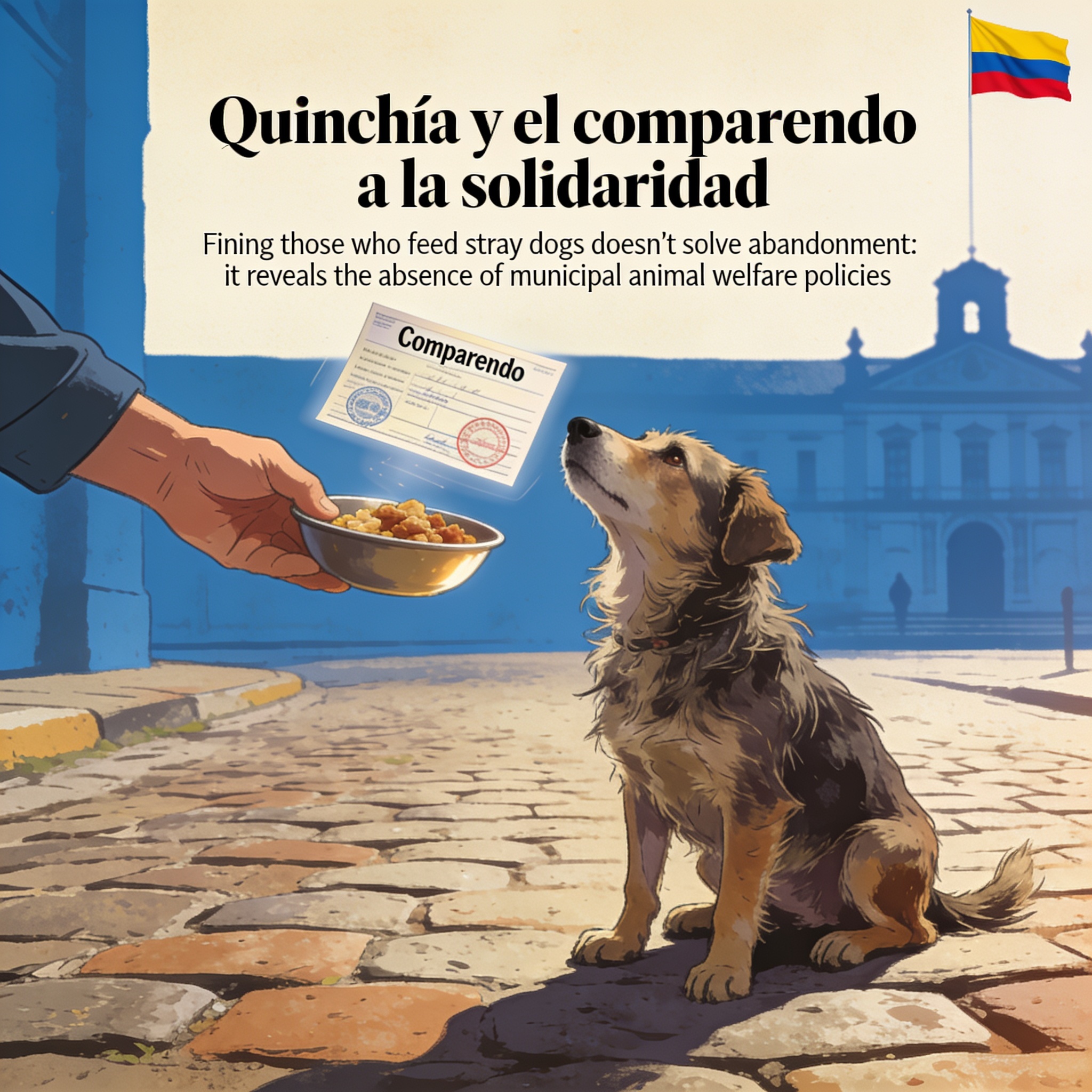 Quinchía y el comparendo a la solidaridad — Política, ilustración editorial