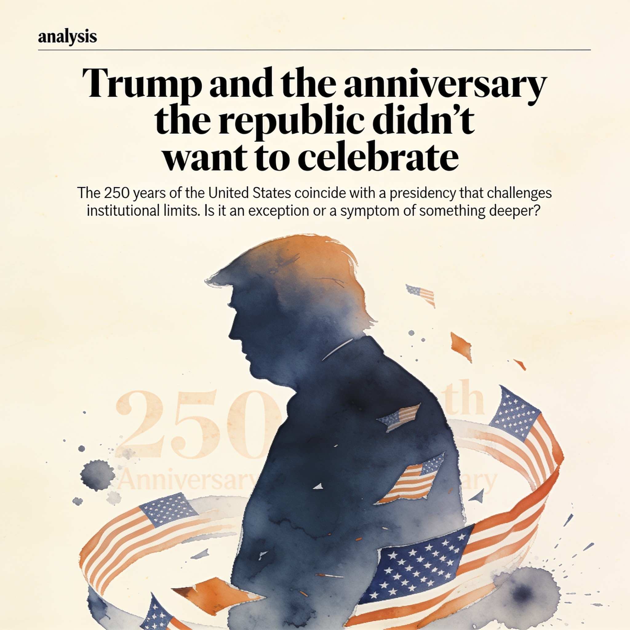 Trump y el aniversario que la república no quiso celebrar — Análisis, ilustración editorial