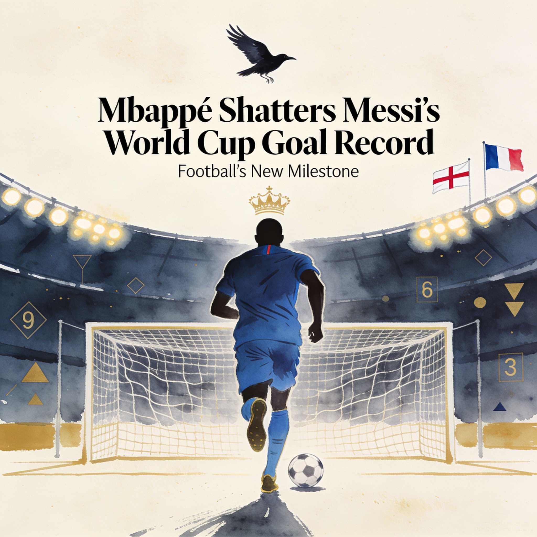 Mbappé rompe el récord goleador de Messi en los Mundiales — Deportes, ilustración editorial