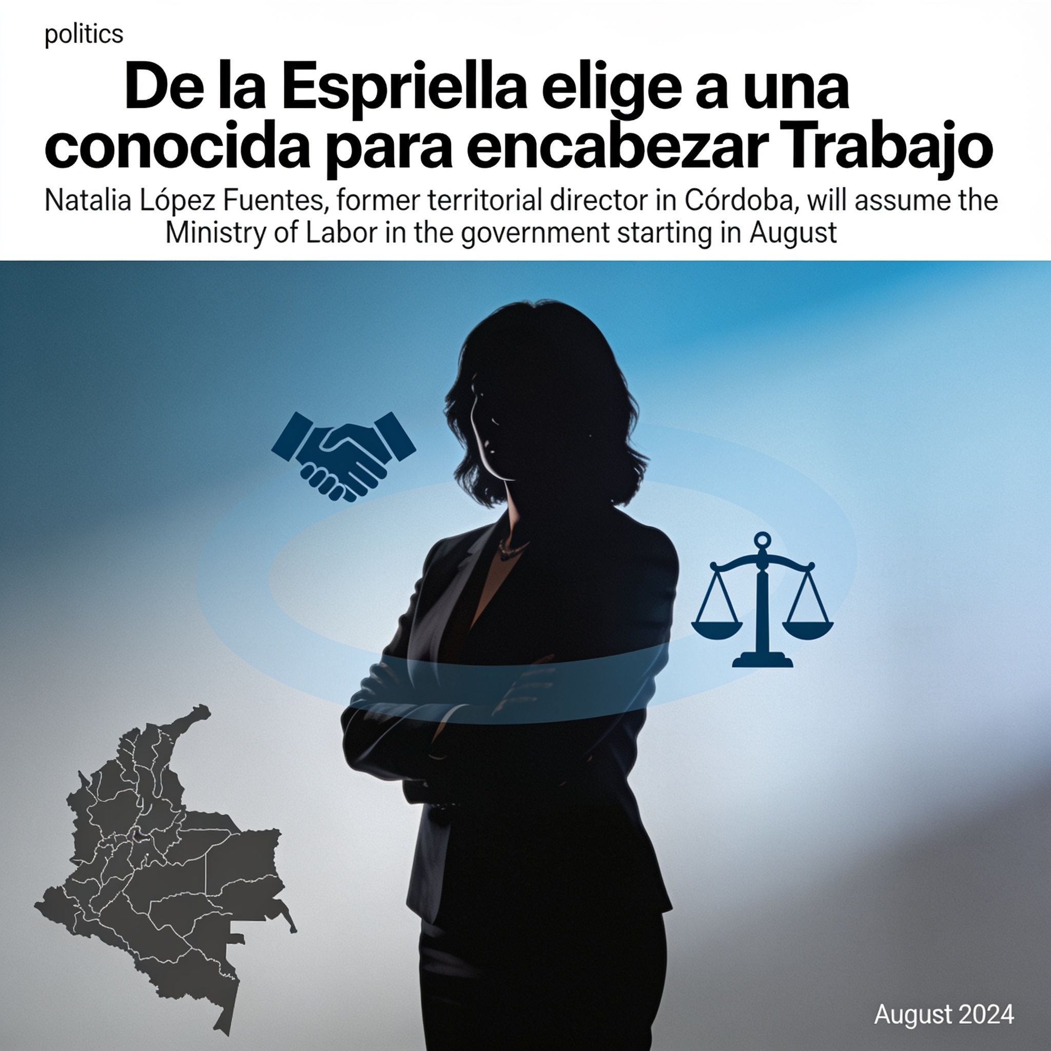 De la Espriella elige a una conocida para encabezar Trabajo — Política, ilustración editorial