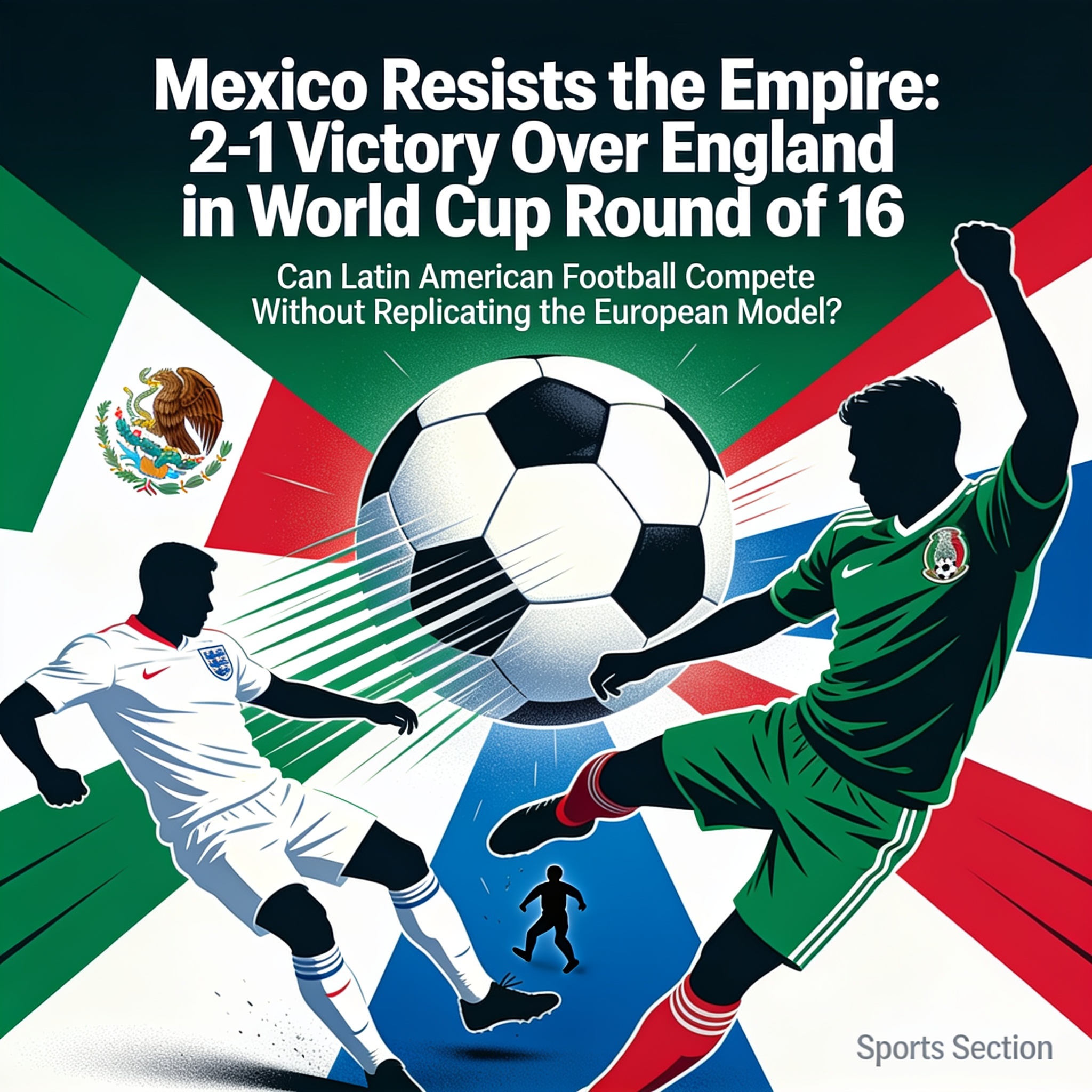 México resiste el imperio en octavos de final — Deportes, ilustración editorial
