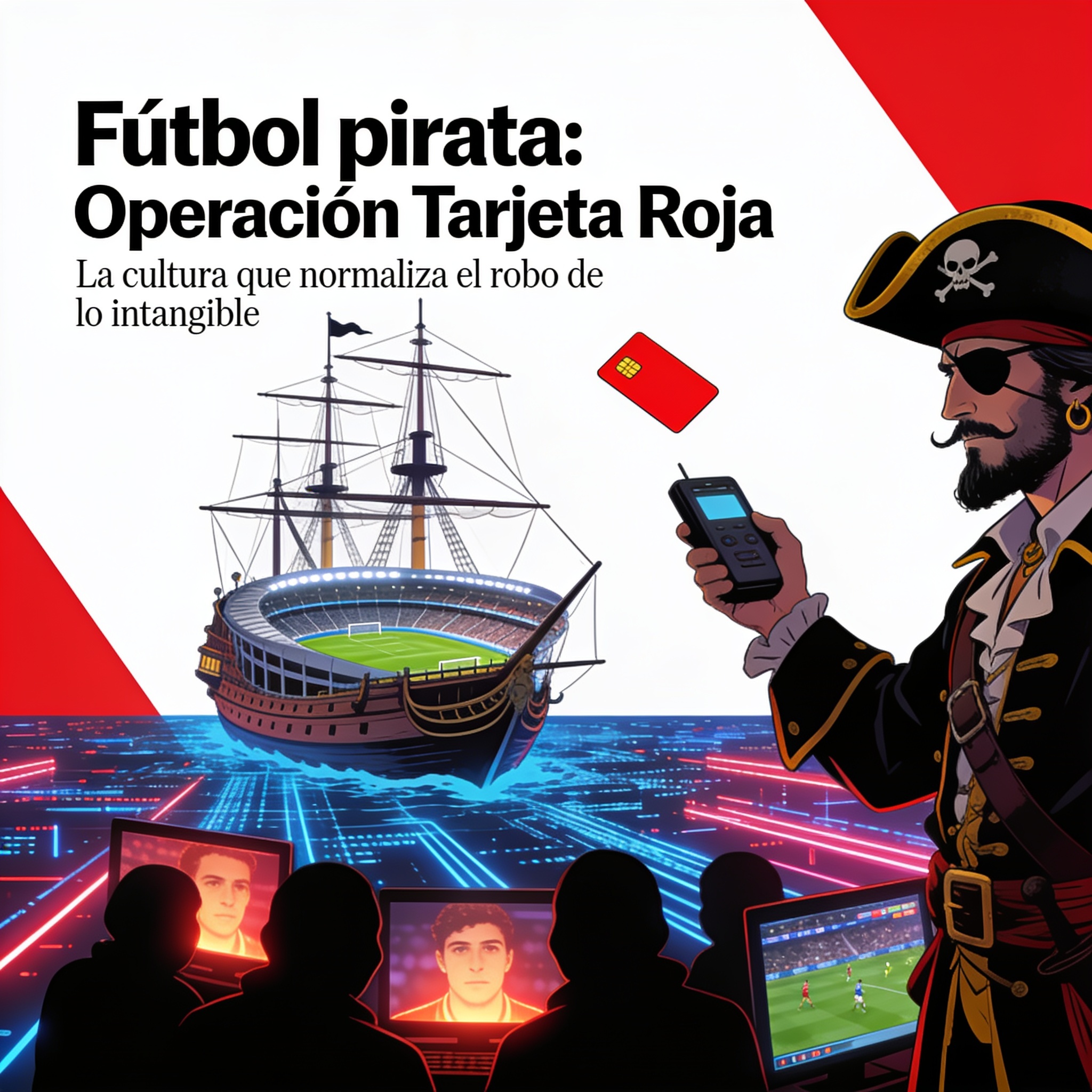 El fútbol pirata y el precio de una sociedad que desprecia la propiedad — Deportes, ilustración editorial