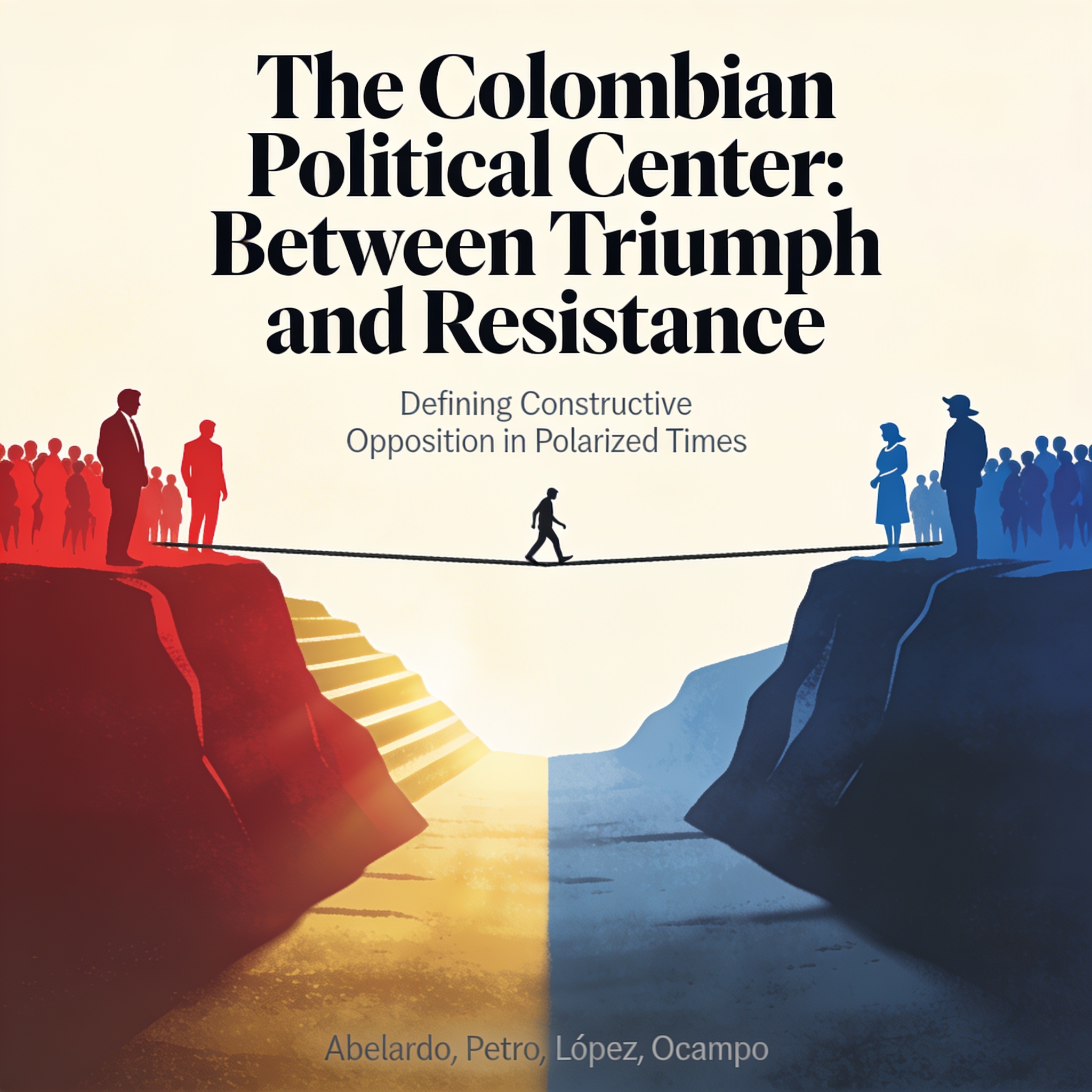 El centro colombiano busca su voz entre el triunfo de Abelardo y la resistencia de Petro — Editorial, ilustración editorial