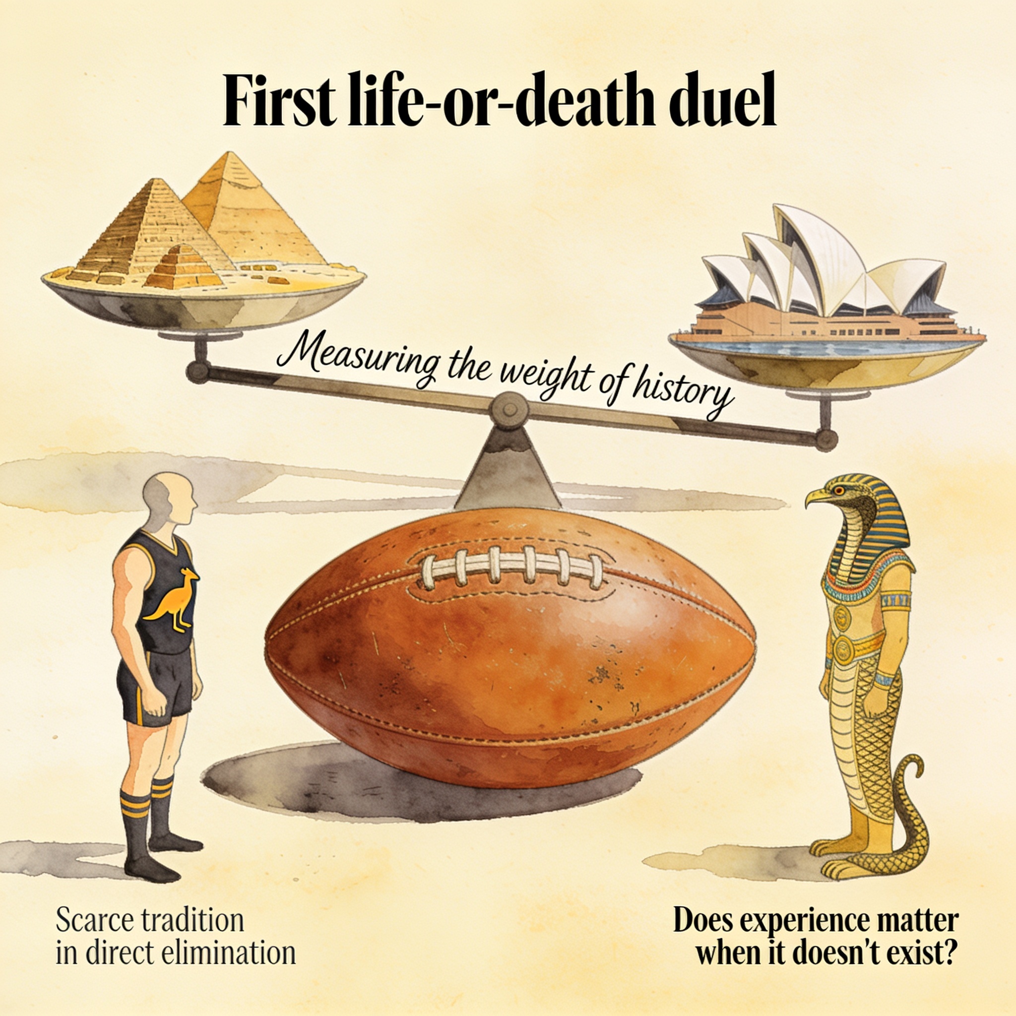 Australia y Egipto miden el peso de la historia en el primer duelo a vida o muerte — Deportes, ilustración editorial
