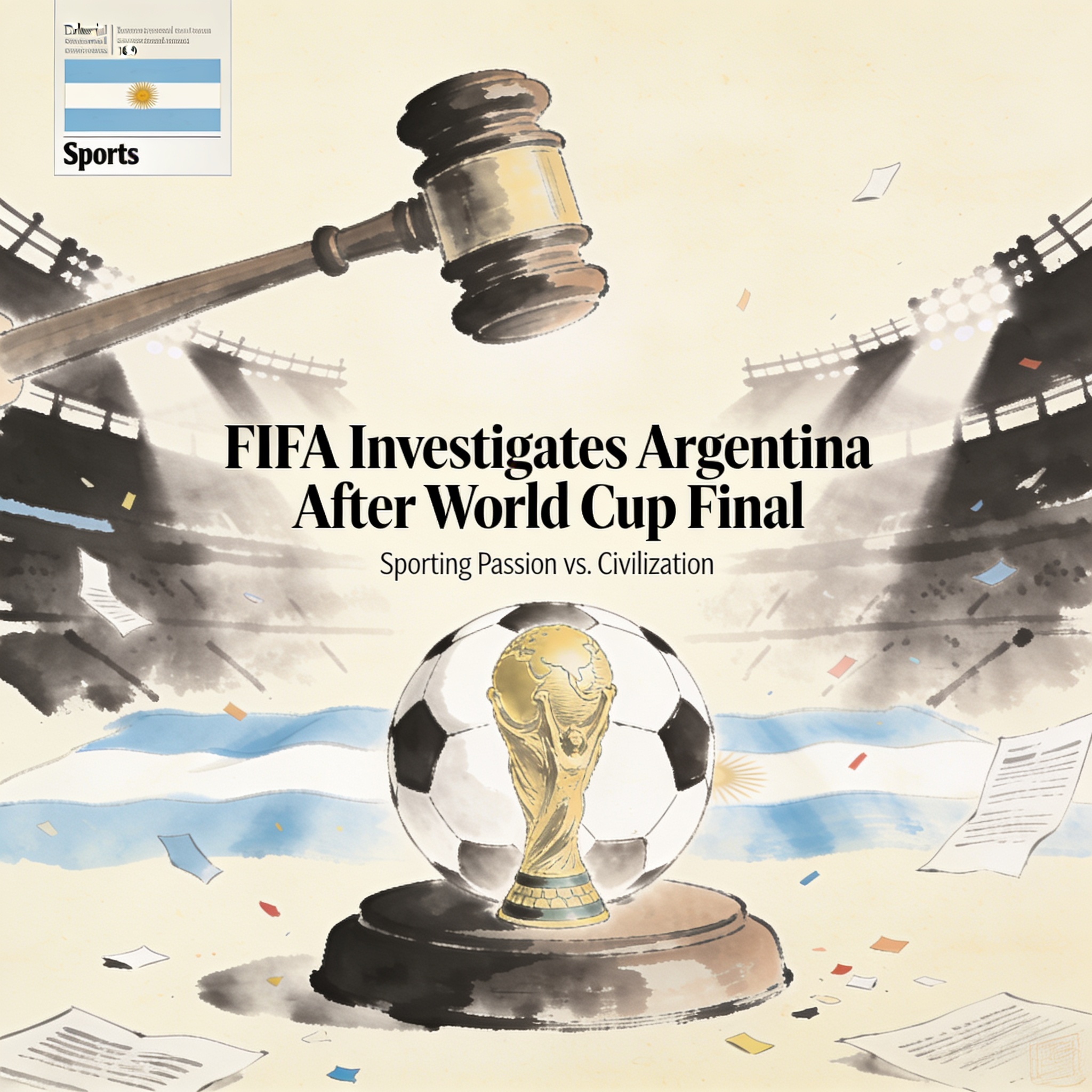La FIFA investiga a Argentina tras la final del Mundial — Deportes, ilustración editorial