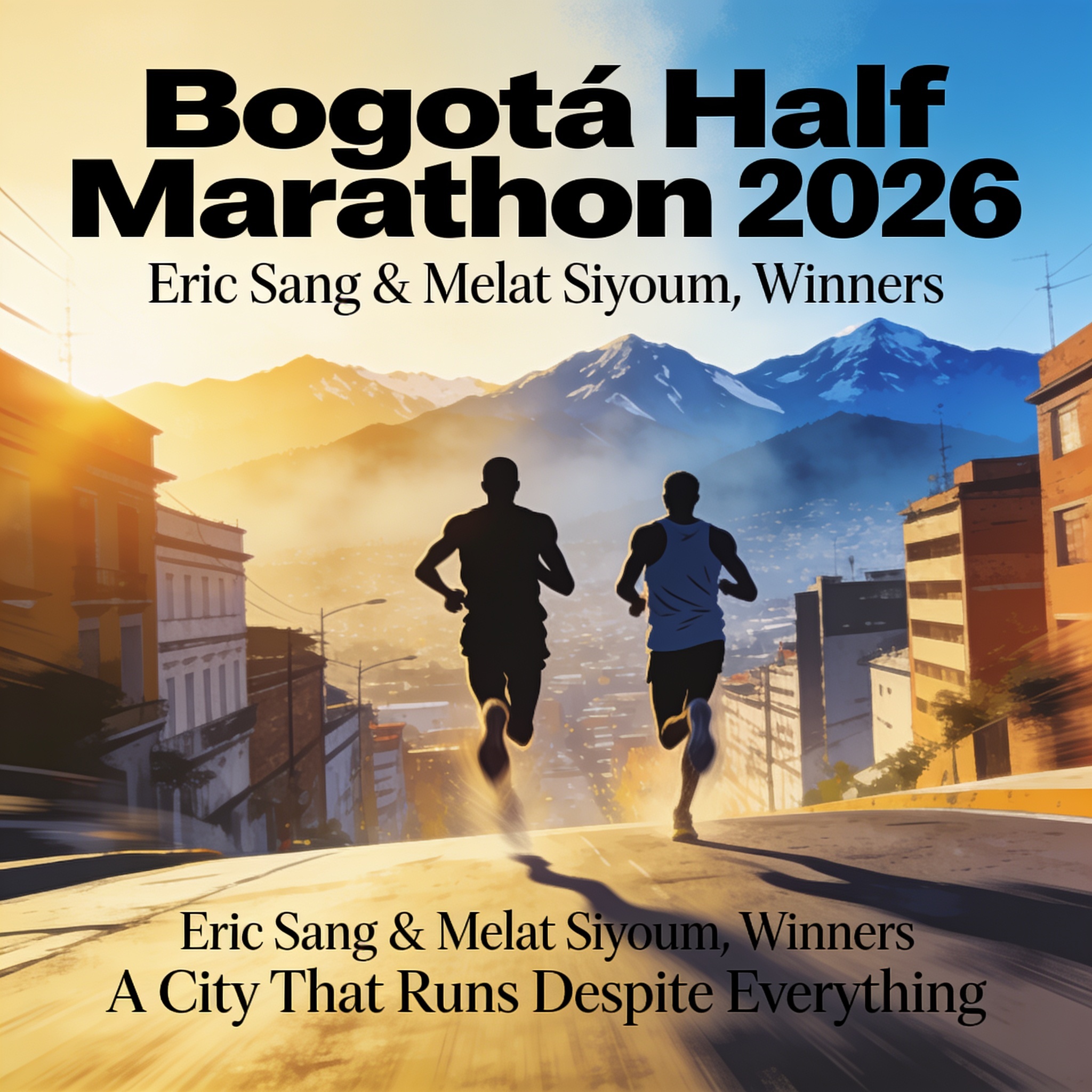 La Media Maratón de Bogotá corona a Sang y Siyoum en su edición 2026 — Deportes, ilustración editorial