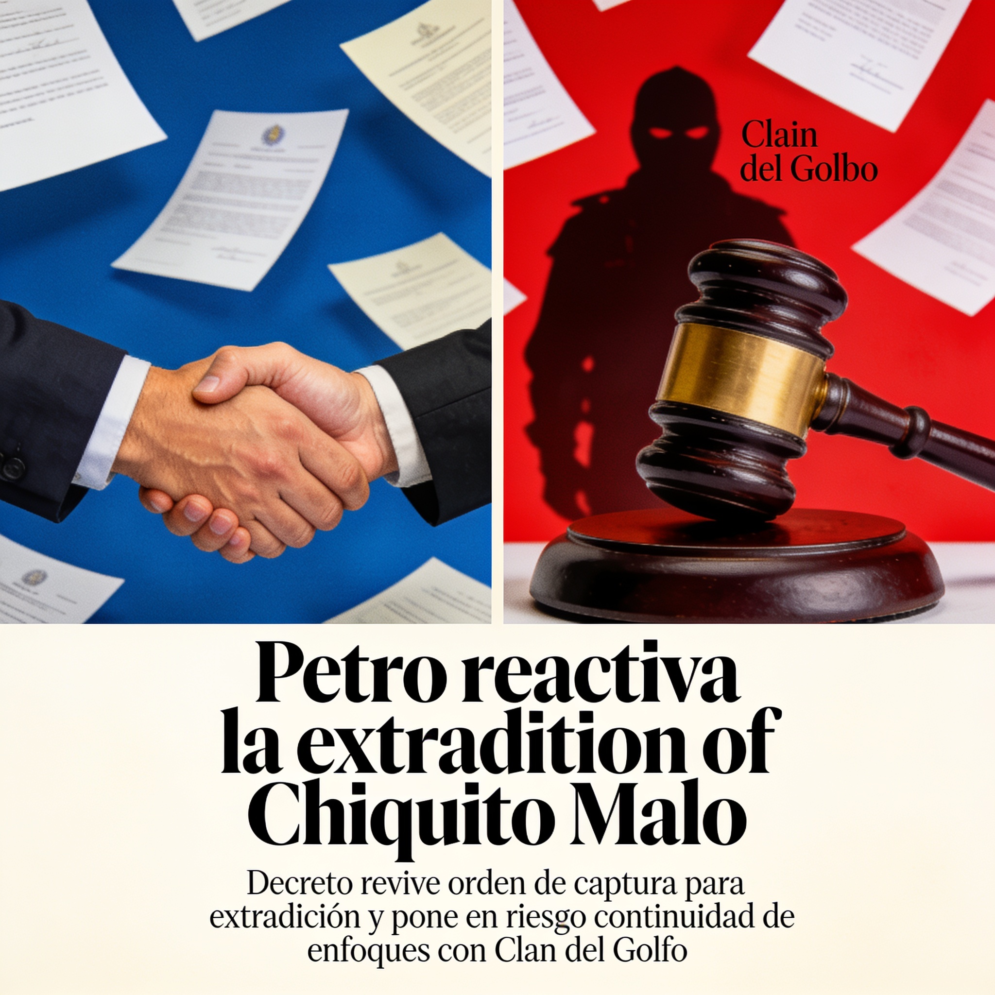 Petro reactiva la extradición de Chiquito Malo — Política, ilustración editorial