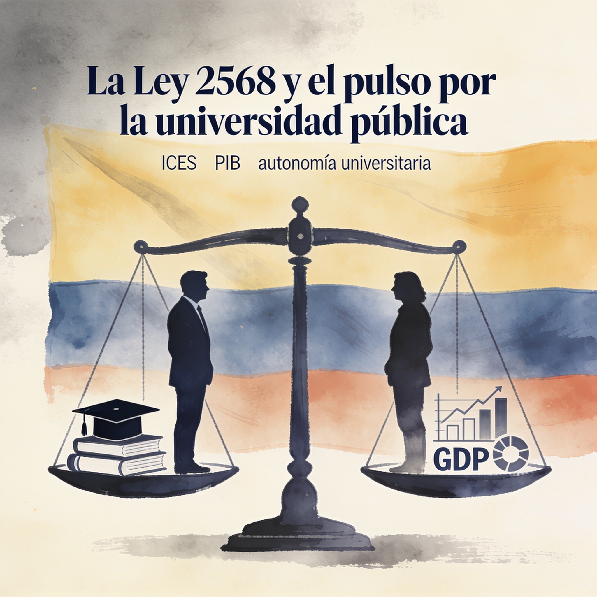 La Ley 2568 y el pulso por la universidad pública — Política, ilustración editorial