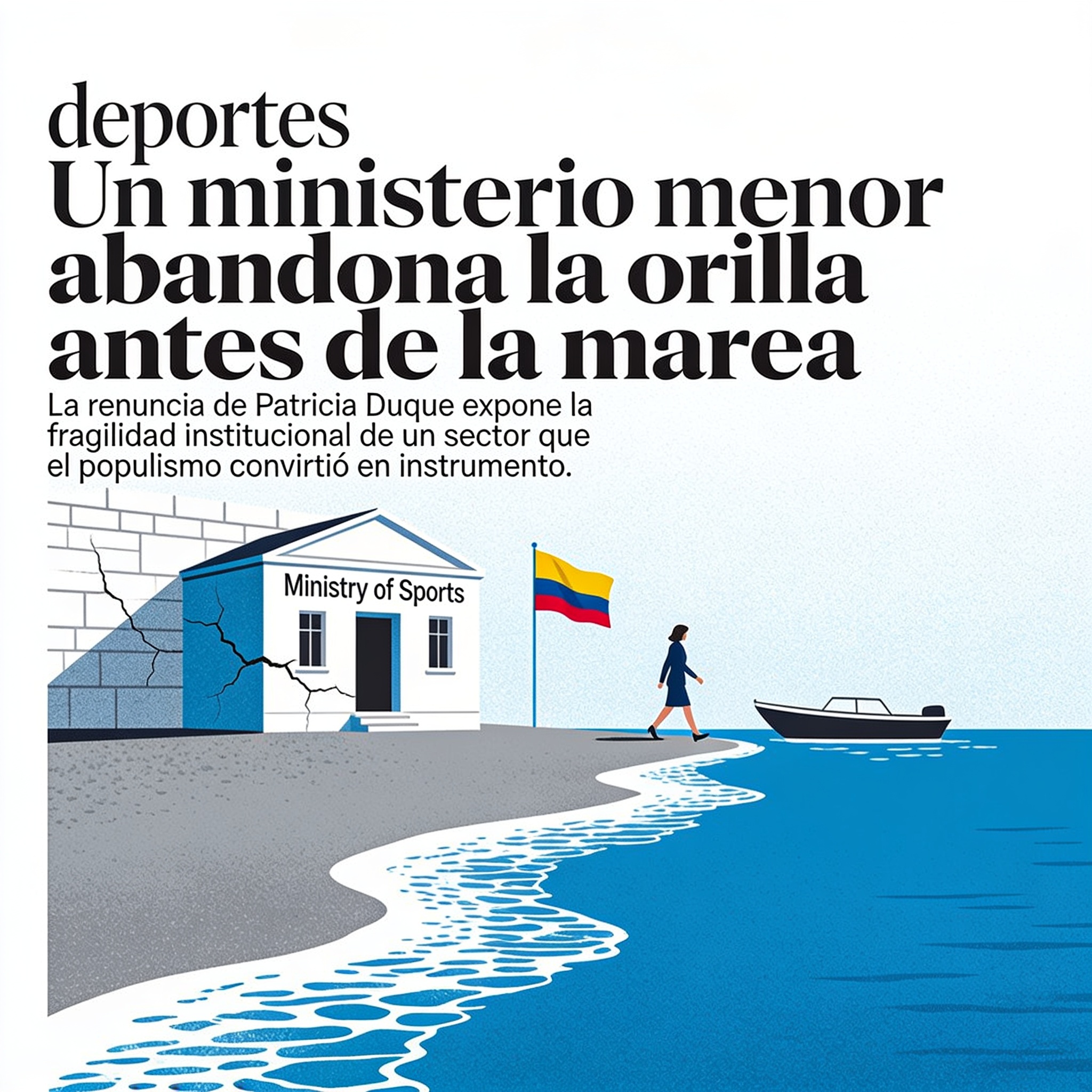 Un ministerio menor abandona la orilla antes de la marea — Deportes, ilustración editorial