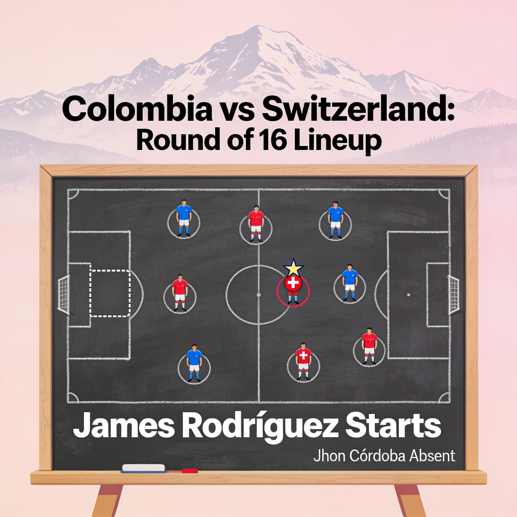 Colombia define once contra Suiza con James y sin Córdoba — Deportes, ilustración editorial