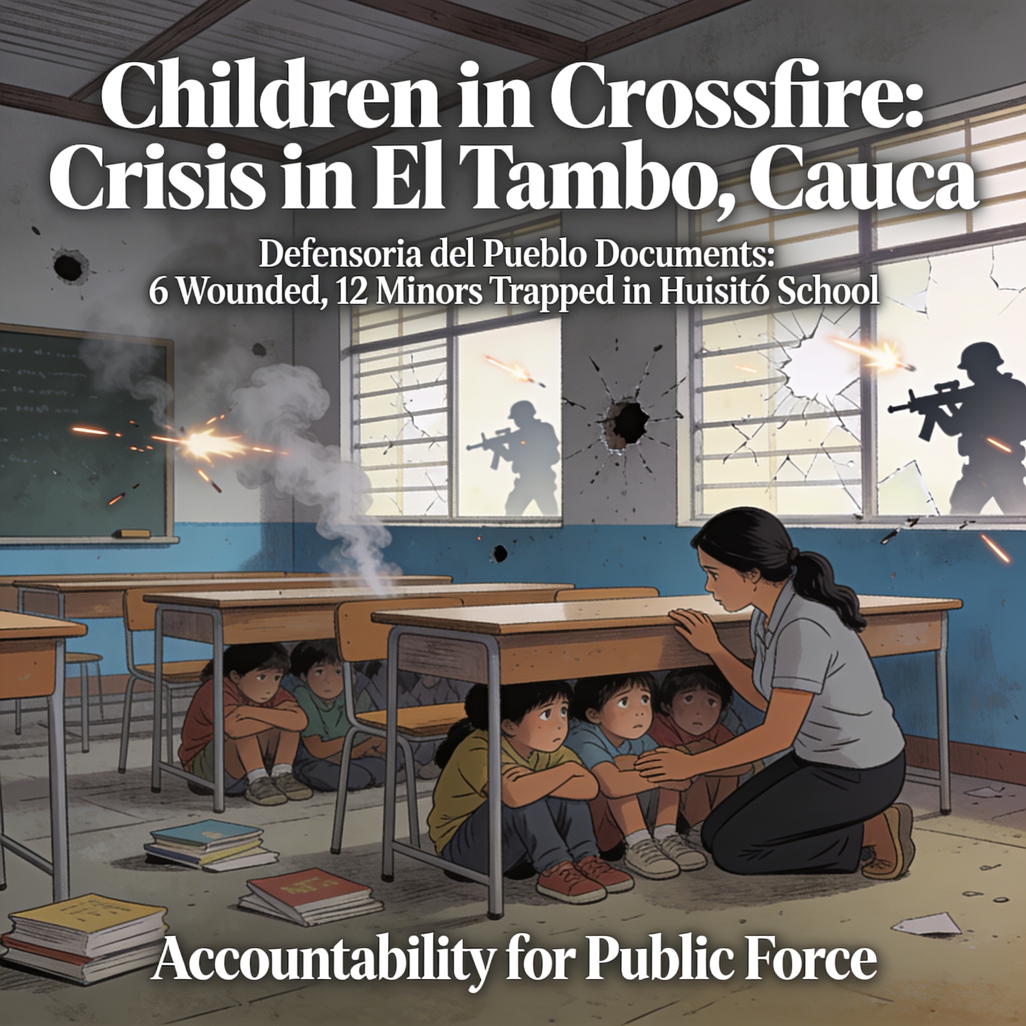 El Tambo expone otra vez el riesgo infantil bajo el fuego cruzado — Política, ilustración editorial