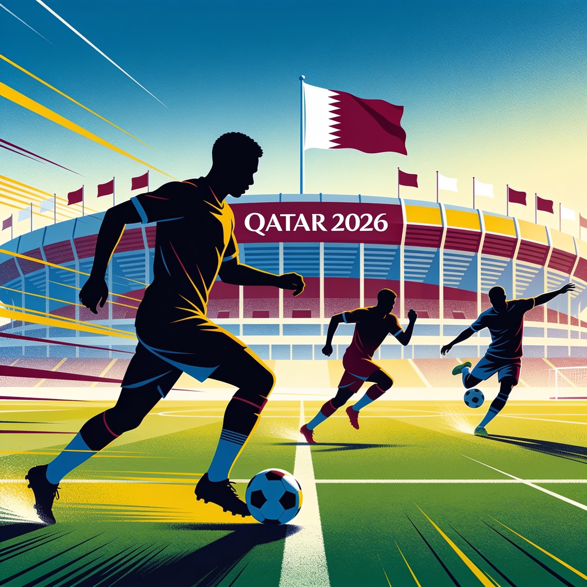 Messi, Mbappé y Haaland compiten por el Botín de Oro en Catar 2026 — Deportes, ilustración editorial